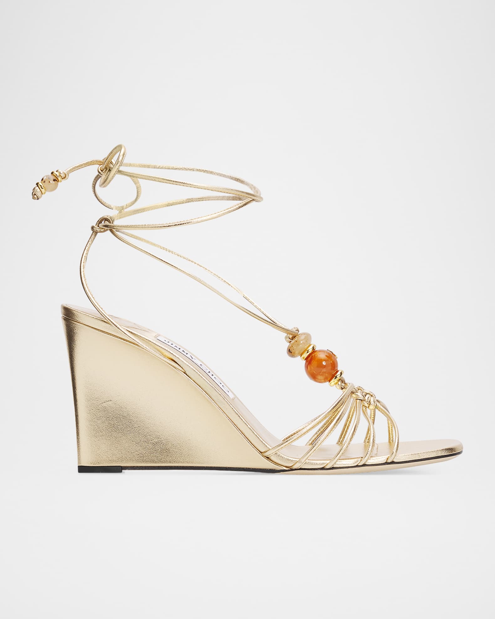 Jimmy Choo Lova 85mm Metallic Leather Wedge Sandals | Neiman Marcus