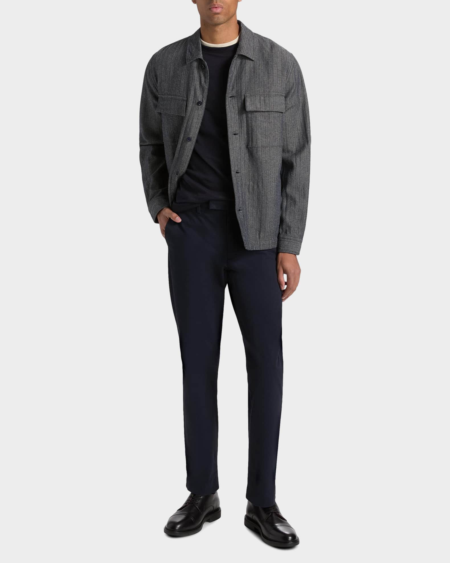 Vince Men's Herringbone Flap-Pocket Overshirt | Neiman Marcus