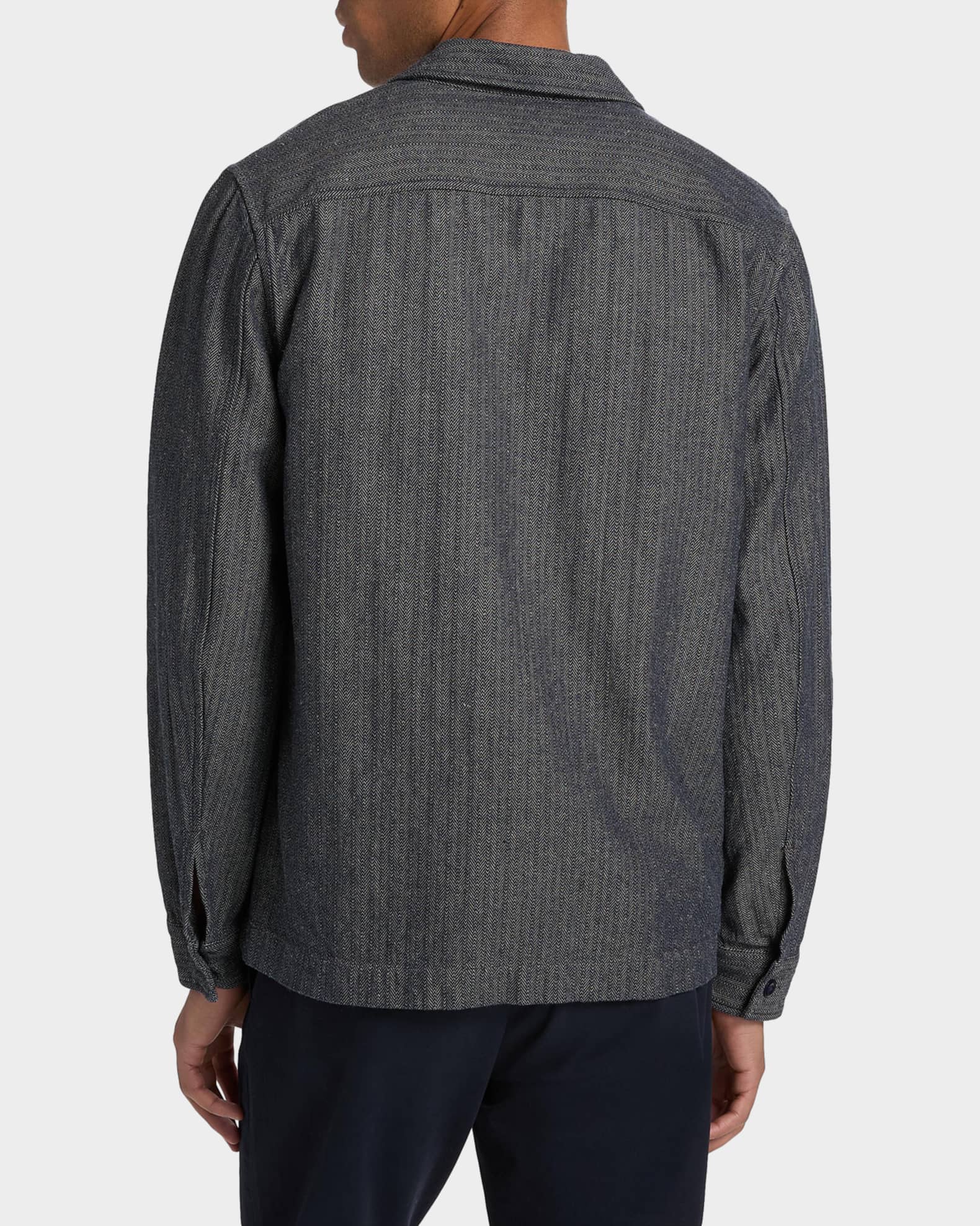 Vince Men's Herringbone Flap-Pocket Overshirt | Neiman Marcus
