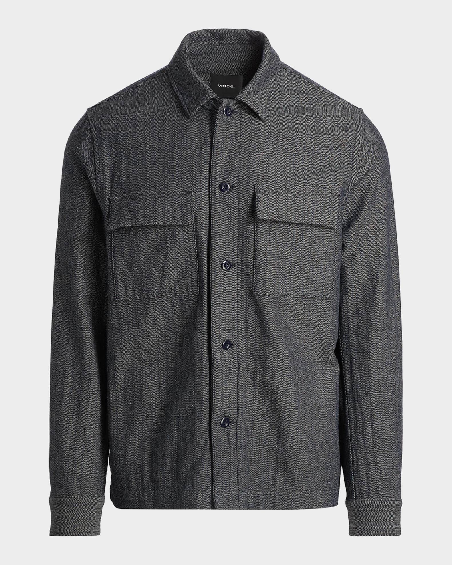 Vince Men's Herringbone Flap-Pocket Overshirt | Neiman Marcus