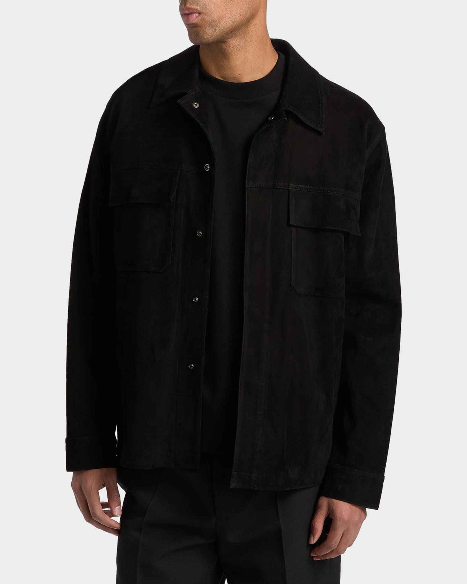 Vince Men's Suede Snap-Front Shirt Jacket | Neiman Marcus