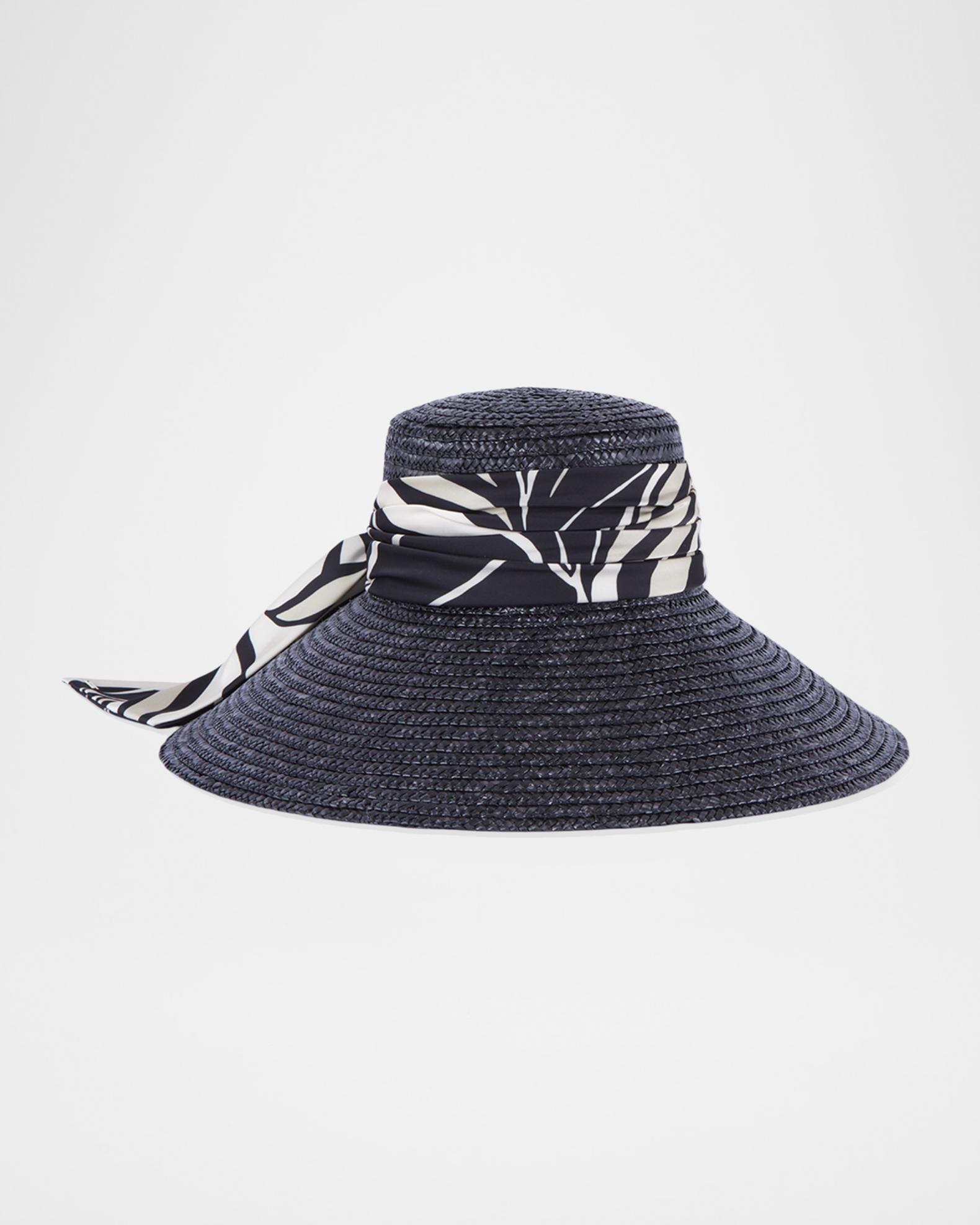UBI Hats Wide-Brim Straw Sun Hat in Black & Silver w/ Subtle Accent womens black straw hat products for sale | eBay main image 3