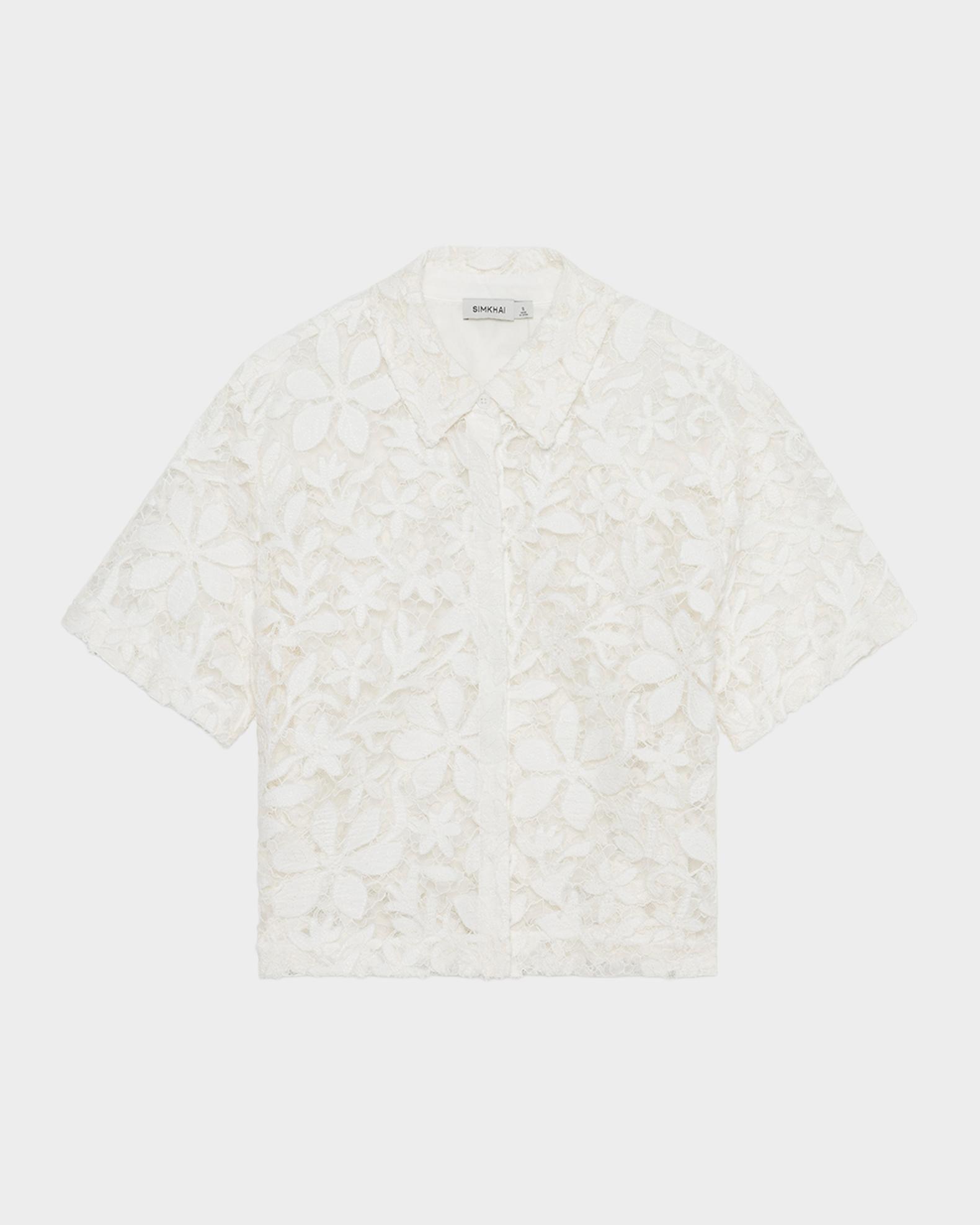 SIMKHAI Annaelle Cotton Lace Top | Neiman Marcus