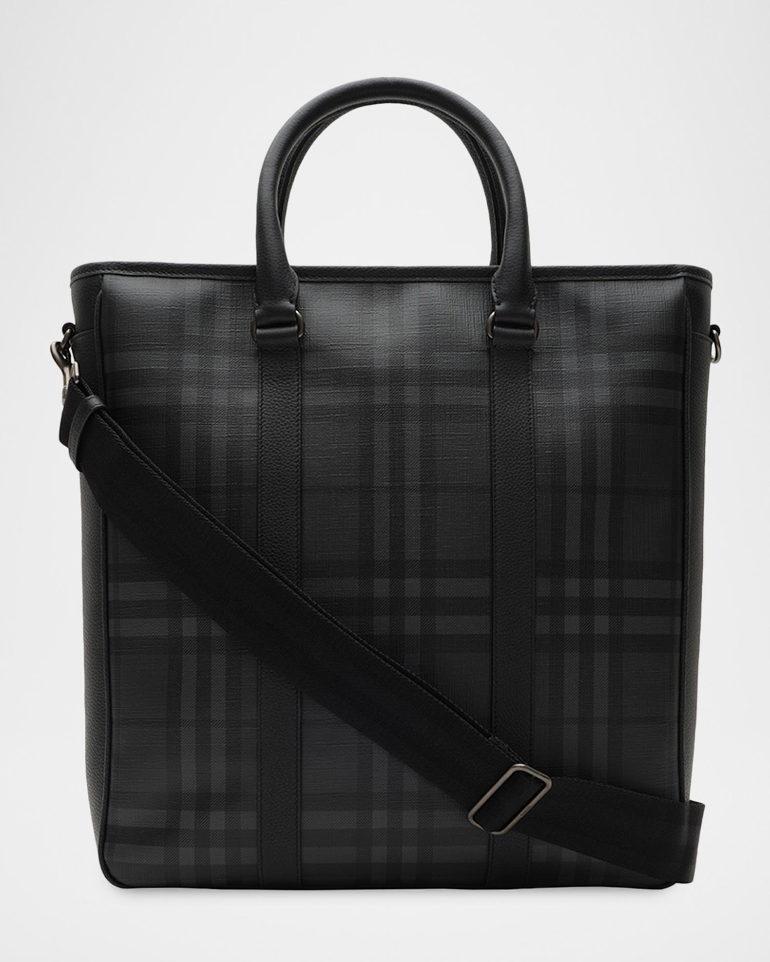 Burberry Men's City Check North/South Tote Bag | Neiman Marcus