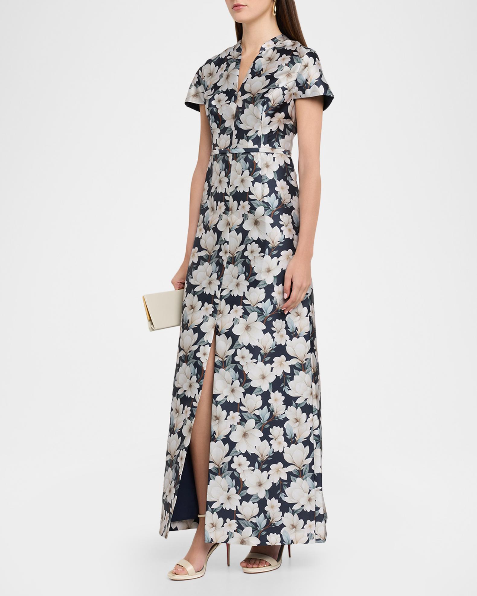 SACHIN BABI Charlotte Floral-Print Mikado Gown | Neiman Marcus