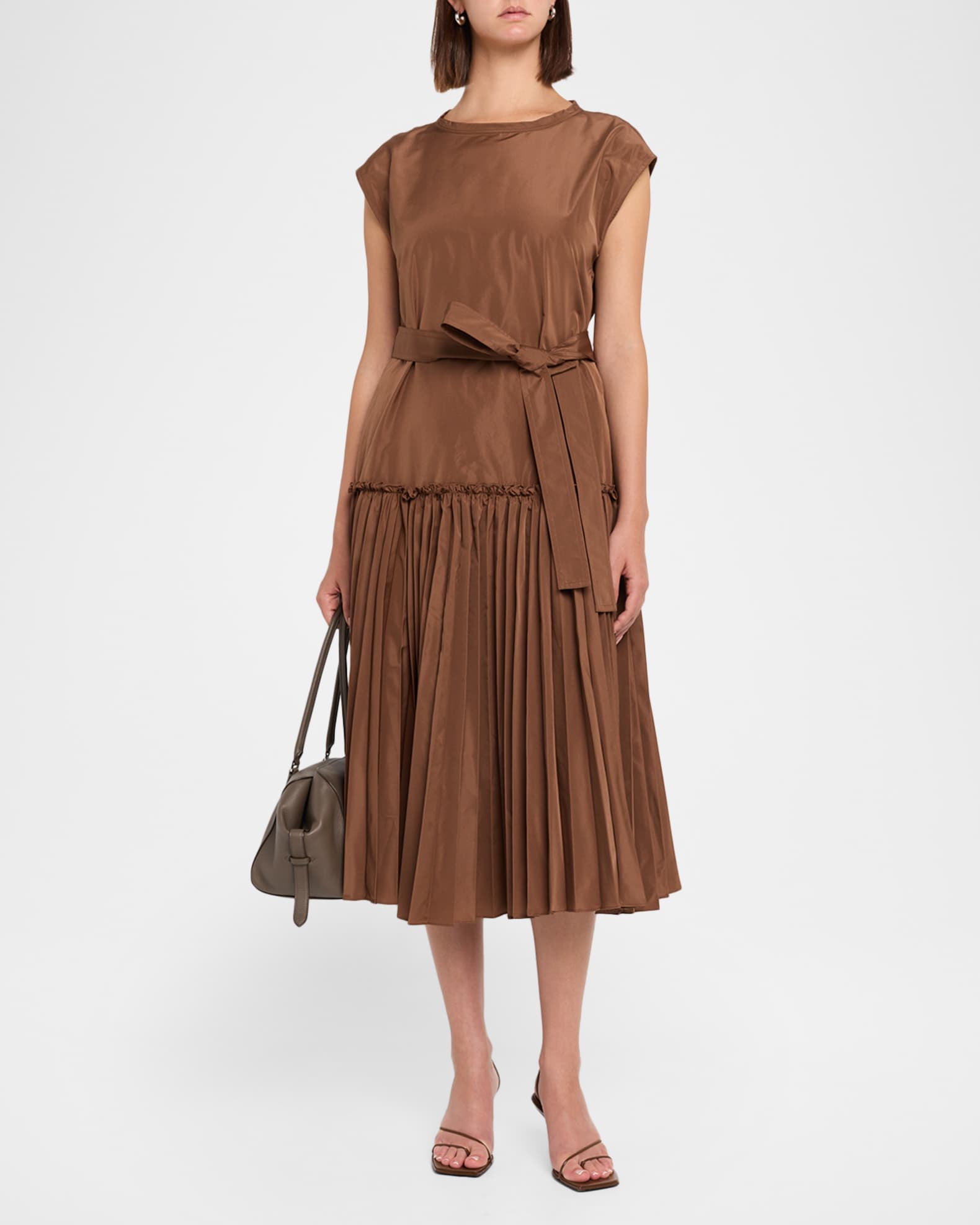 Kobi Halperin Logan Pleated Drop-Waist Midi Dress | Neiman Marcus