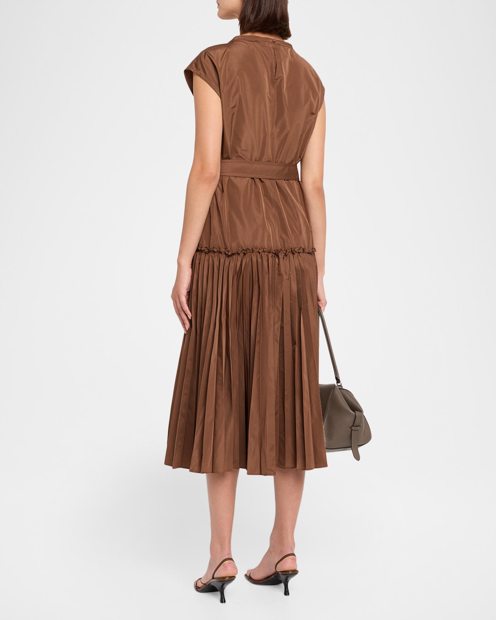 Kobi Halperin Logan Pleated Drop-Waist Midi Dress | Neiman Marcus