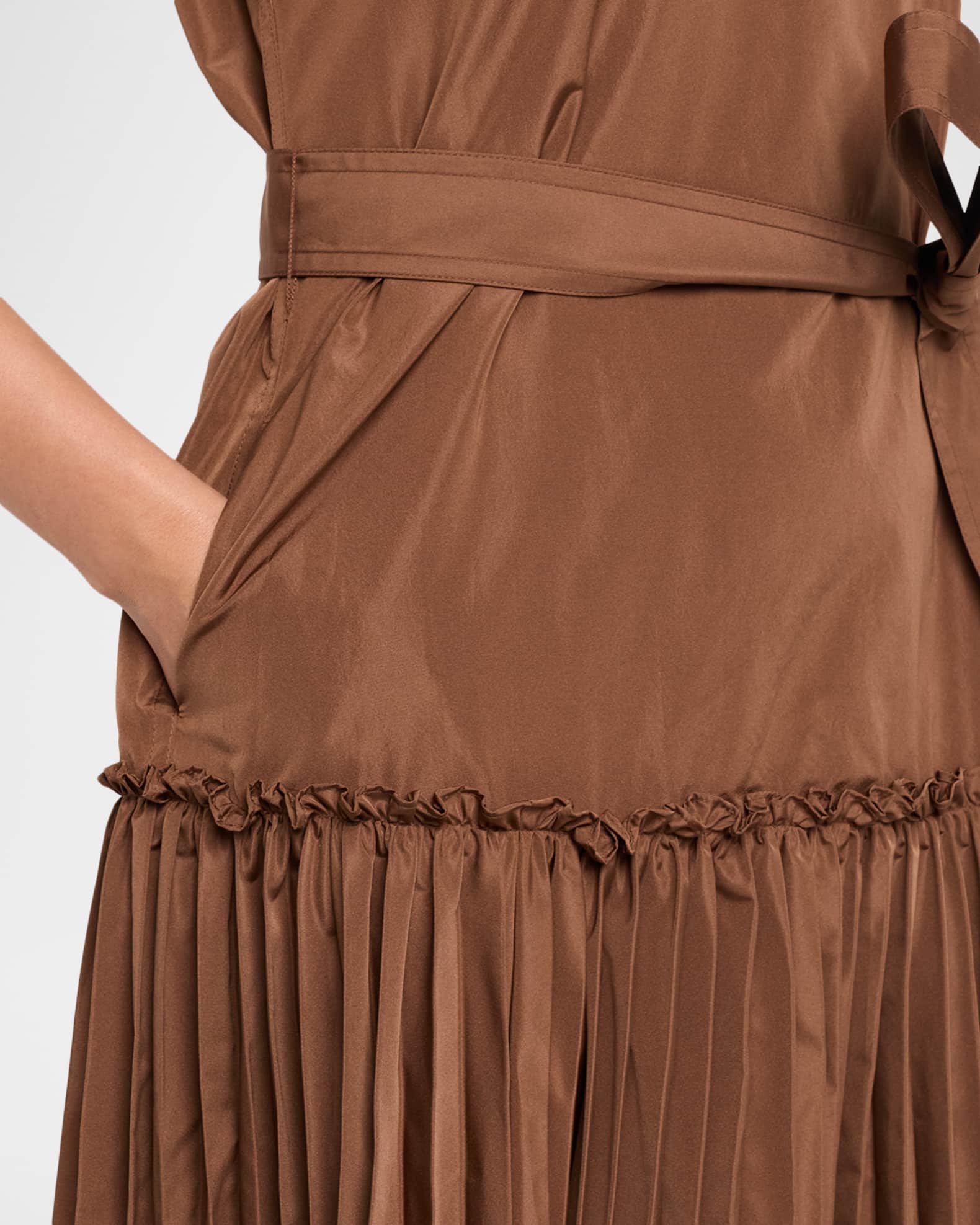 Kobi Halperin Logan Pleated Drop-Waist Midi Dress | Neiman Marcus