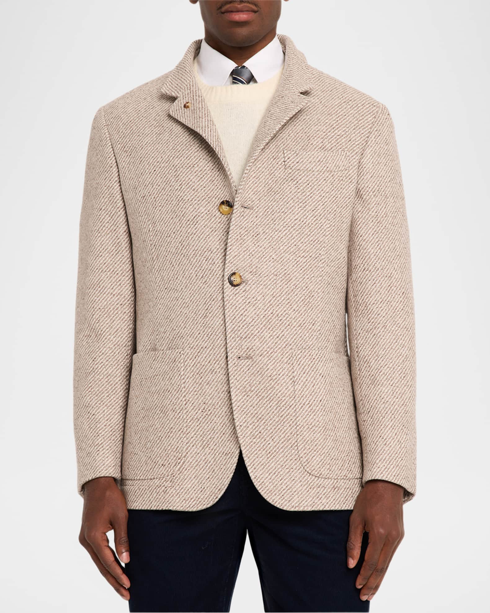 Brunello Cucinelli Men's Cashmere and Silk Diagonal Stripe Sport