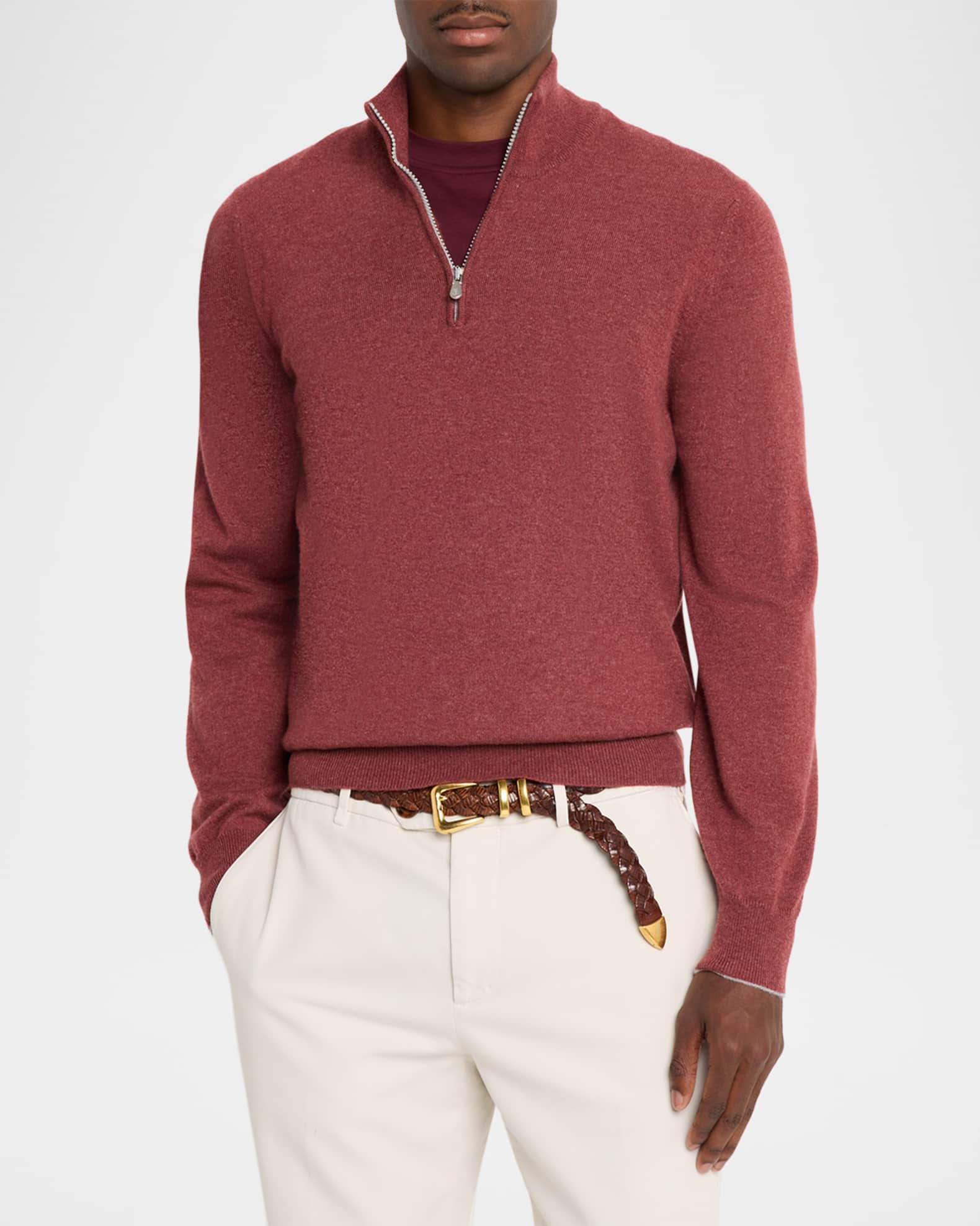 Brunello Cucinelli Men's Cashmere Quarter-Zip Sweater | Neiman Marcus