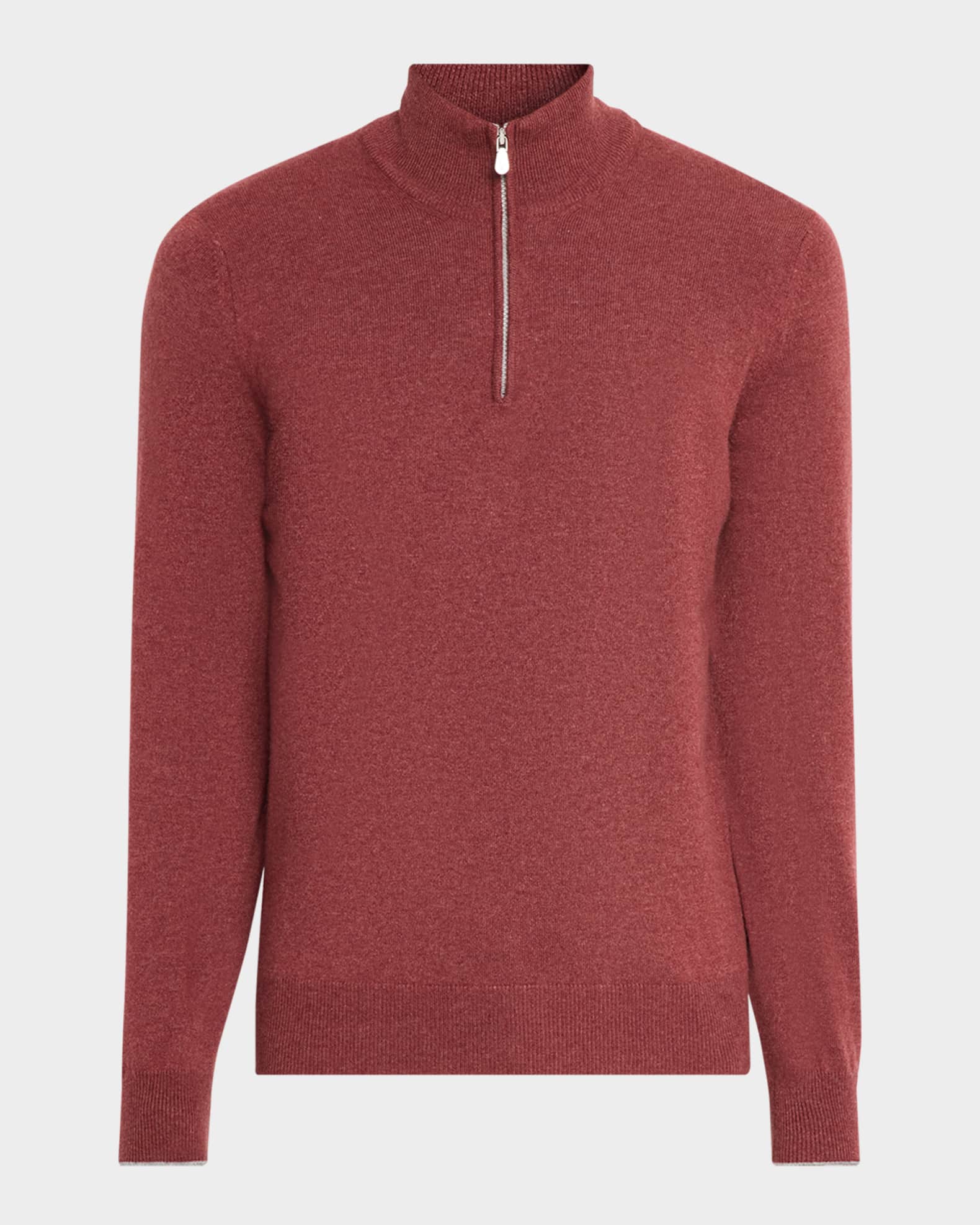 Brunello Cucinelli Men's Cashmere Quarter-Zip Sweater | Neiman Marcus