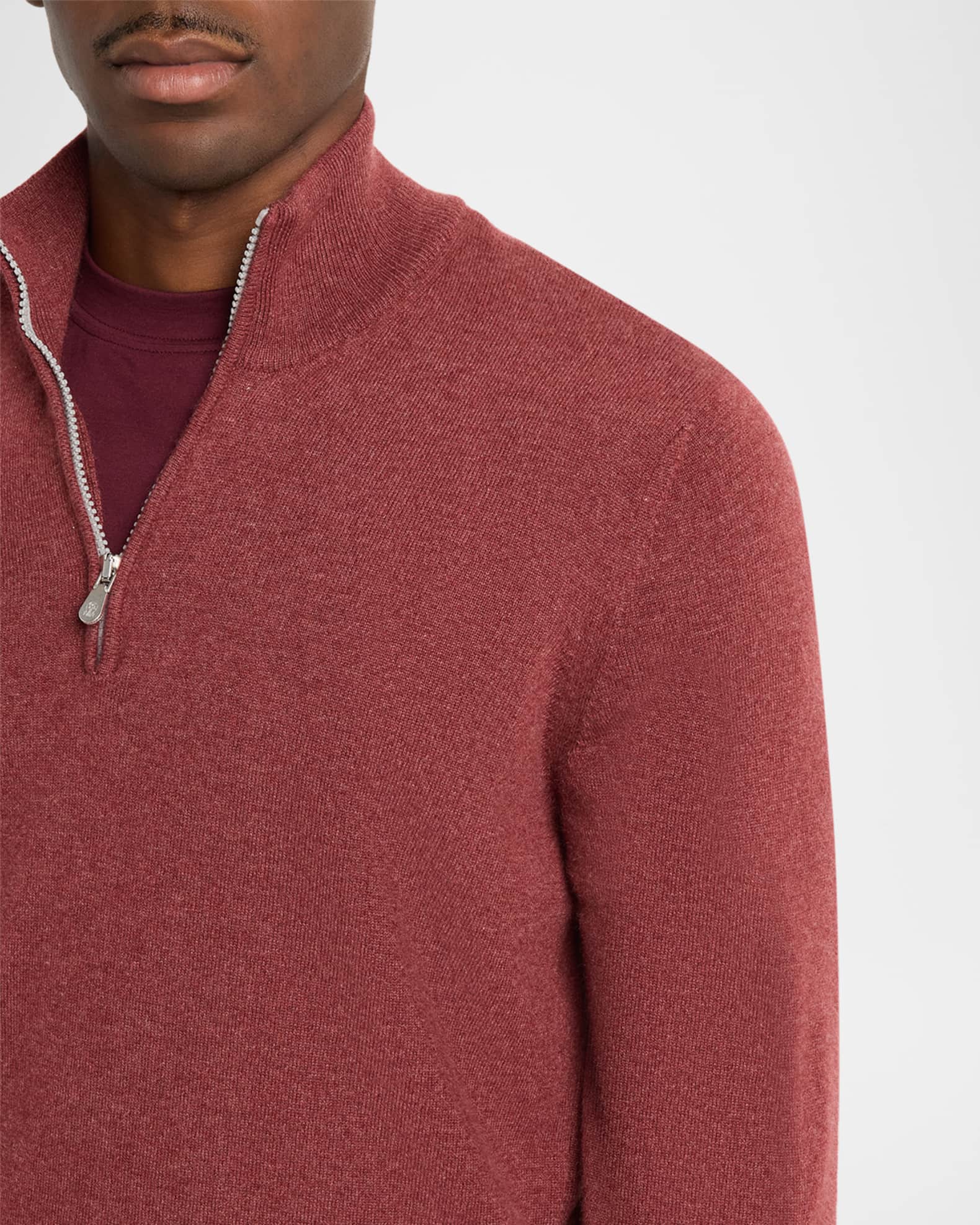 Brunello Cucinelli Men's Cashmere Quarter-Zip Sweater | Neiman Marcus