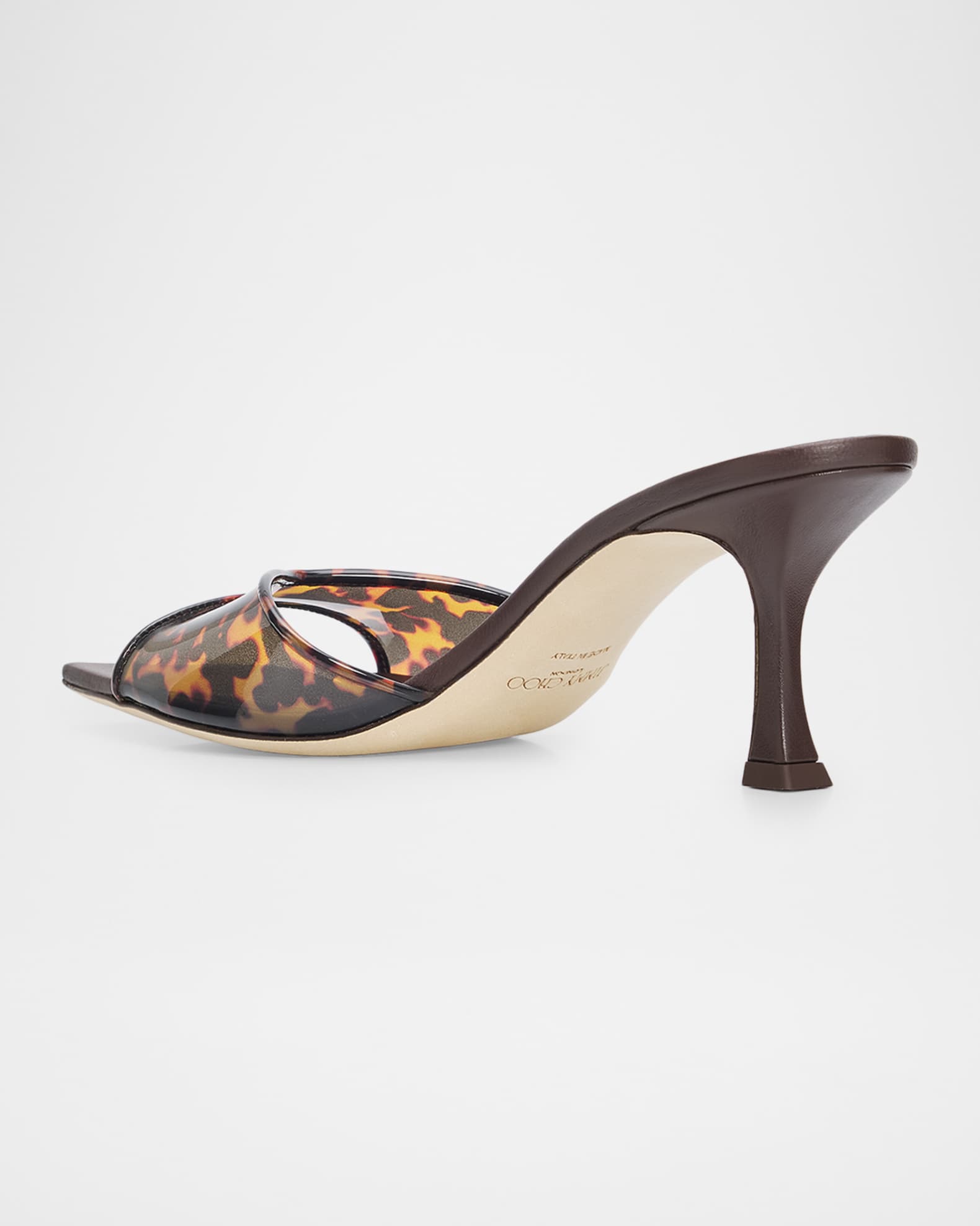 Jimmy Choo Skye 70 mm Tortoiseshell TPU Sandals | Neiman Marcus