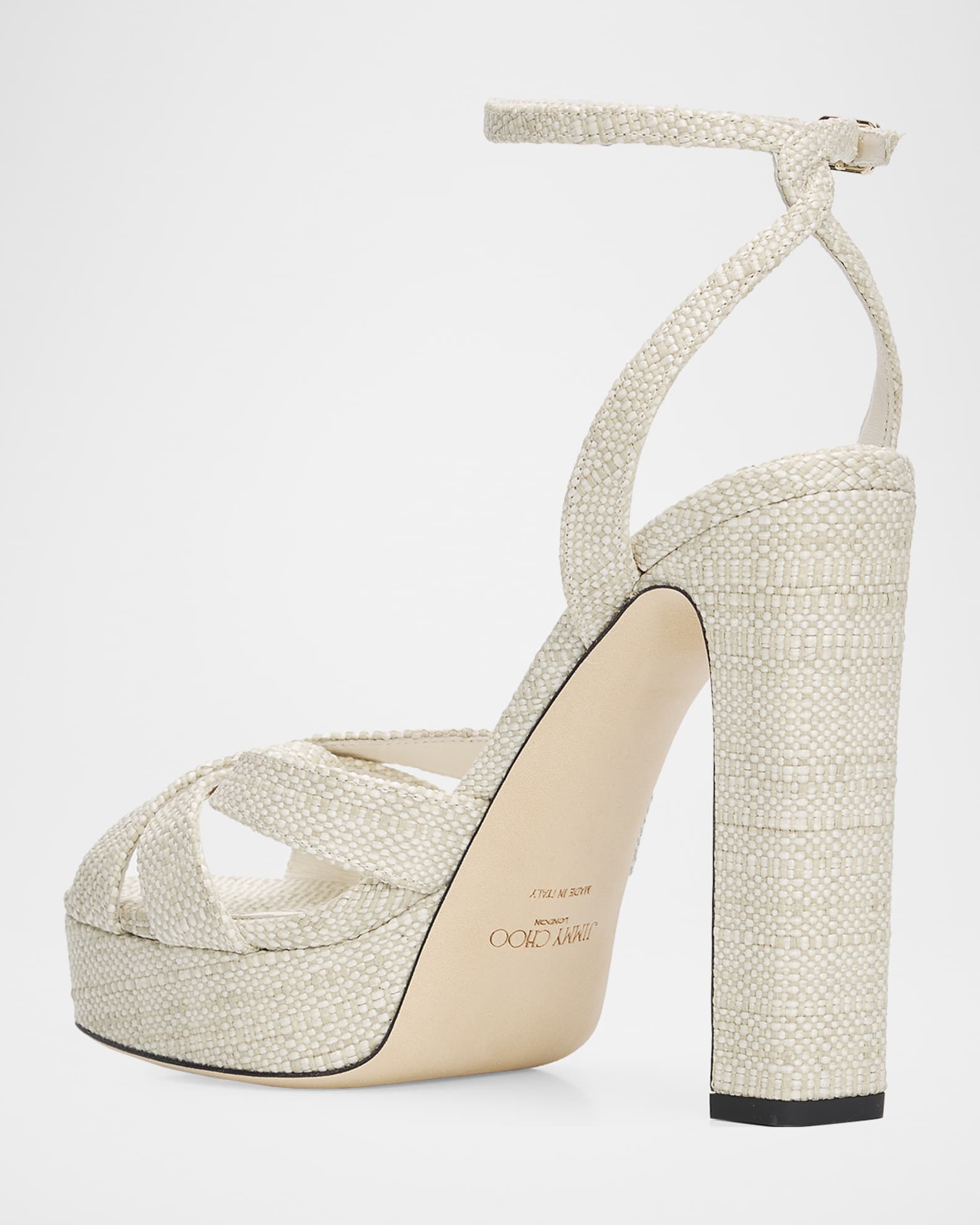 Jimmy Choo 120 mm Kove Raffia Platform Sandals | Neiman Marcus