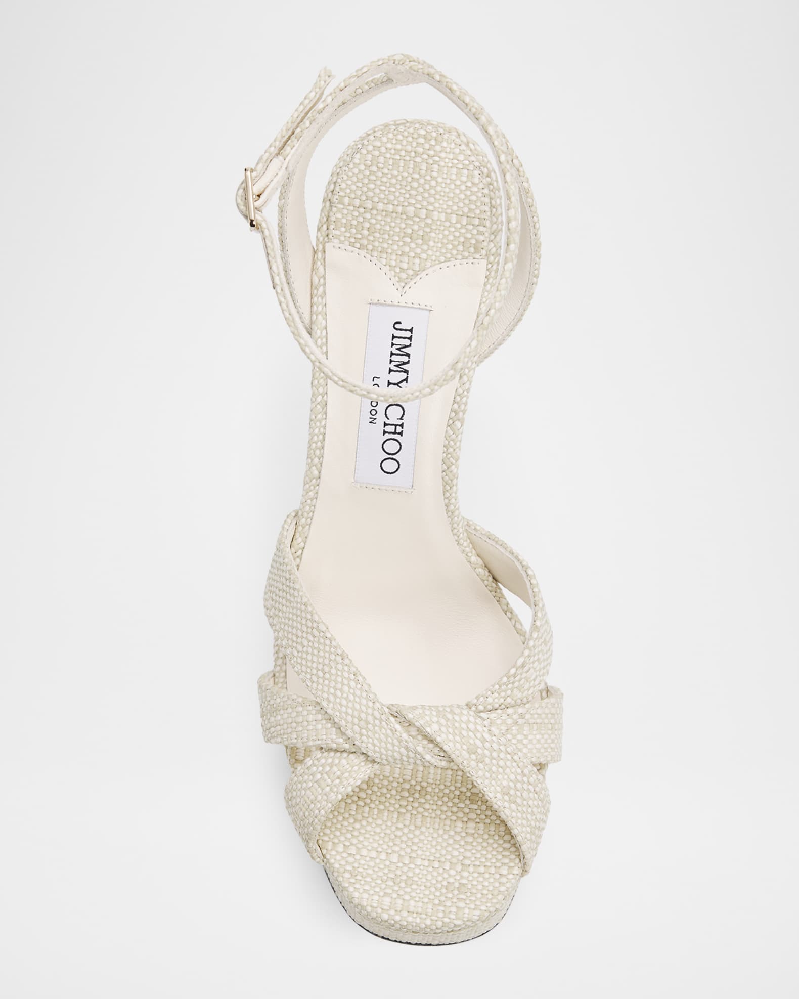 Jimmy Choo 120 mm Kove Raffia Platform Sandals | Neiman Marcus