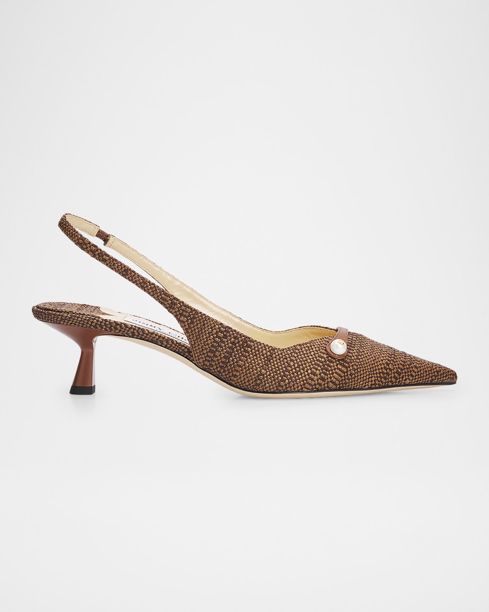 Jimmy Choo Amita 45mm Raffia Slingback Pumps | Neiman Marcus