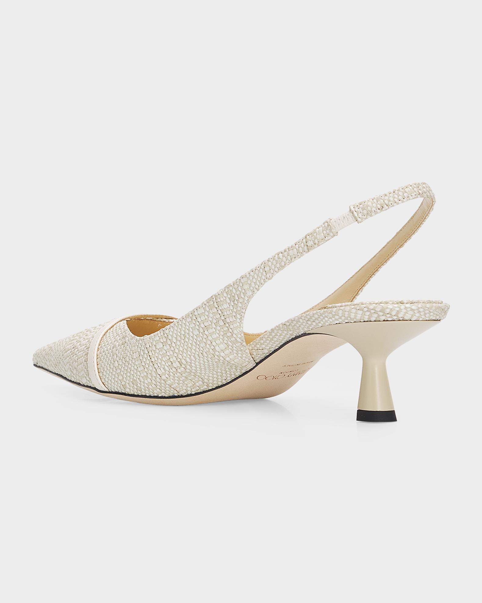 Jimmy Choo Amita 45mm Raffia Slingback Pumps | Neiman Marcus