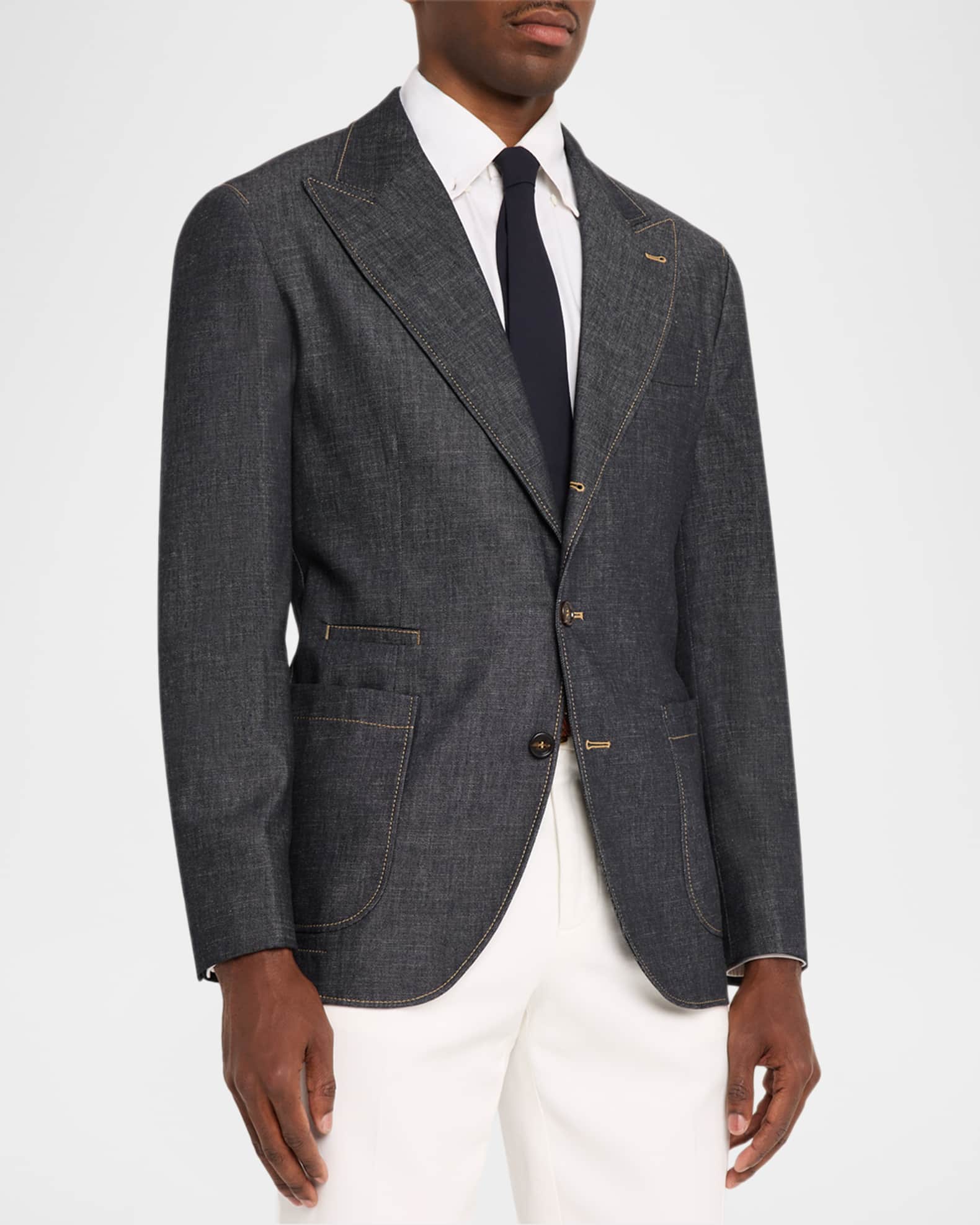 d*7様 BRUNELLO CUCINELLI ジャケット 6 Brunello Cucinelli Men's Denim Single-Breasted Sport Coat | Neiman
