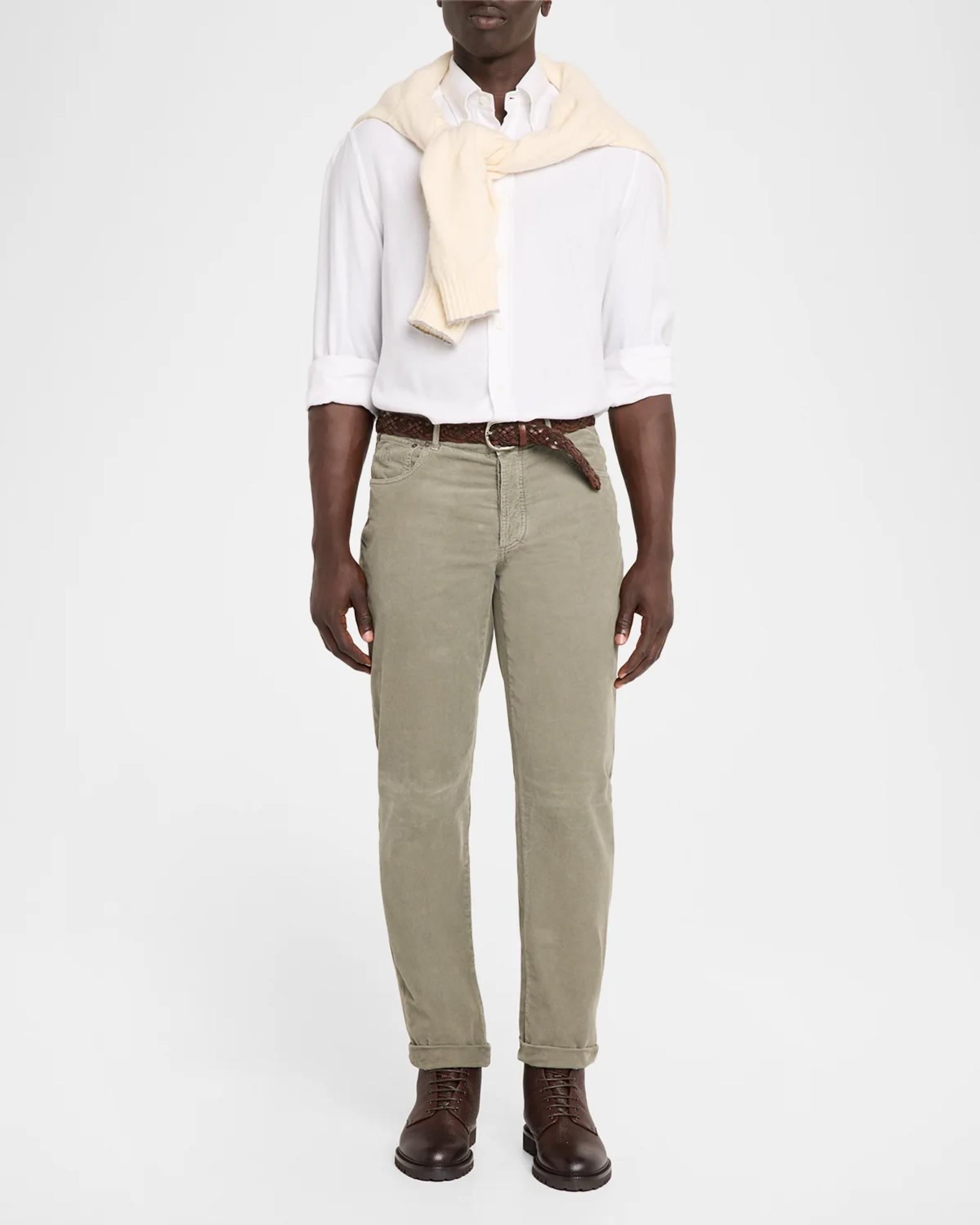 Brunello Cucinelli Men's Micro-Corduroy Straight Leg Five-Pocket
