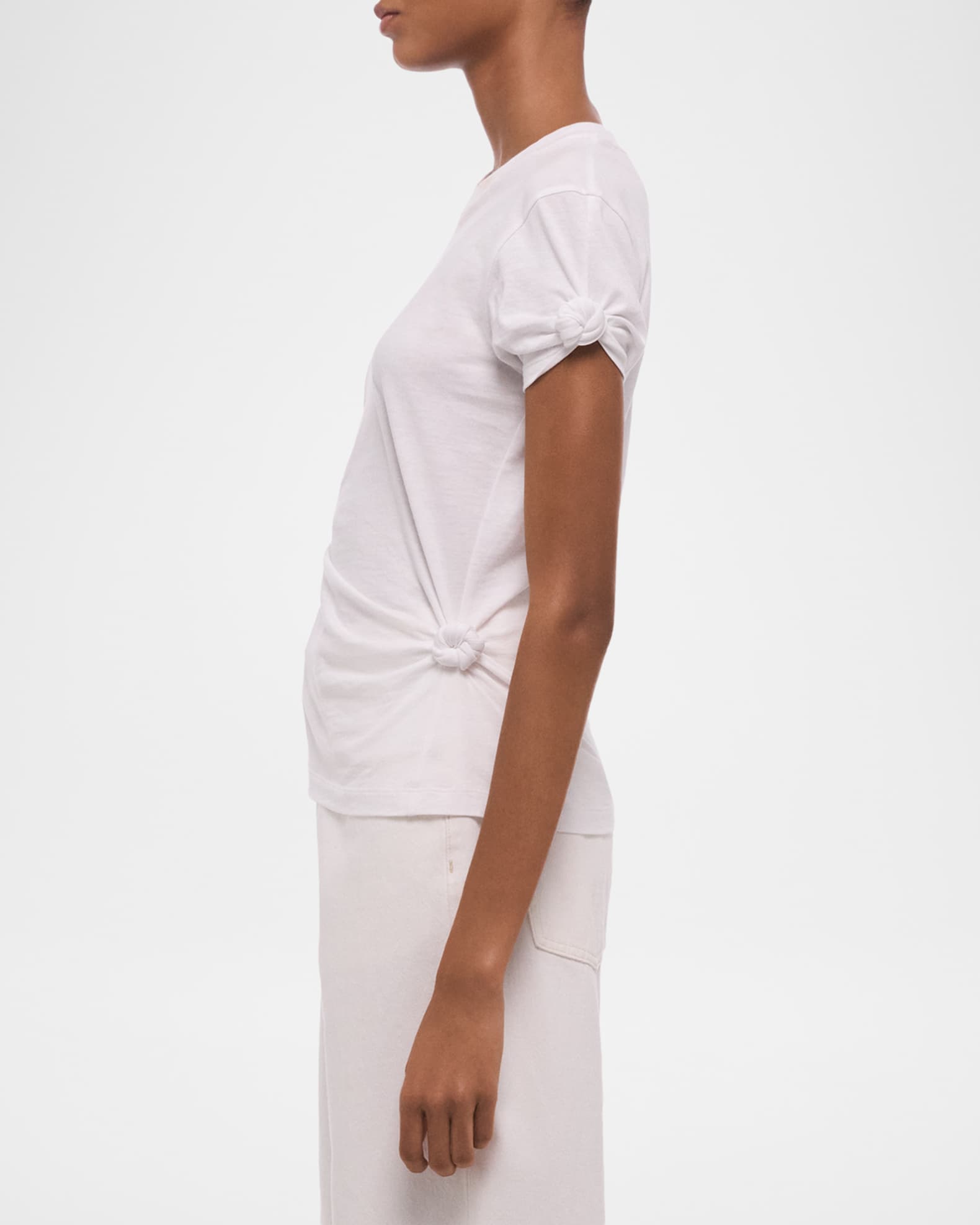 Helmut Lang Asymmetric Knotted Baby Tee | Neiman Marcus