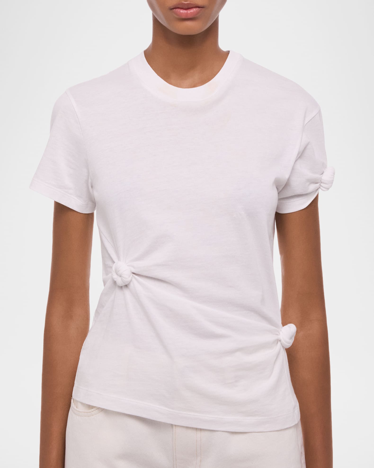 Helmut Lang Asymmetric Knotted Baby Tee | Neiman Marcus