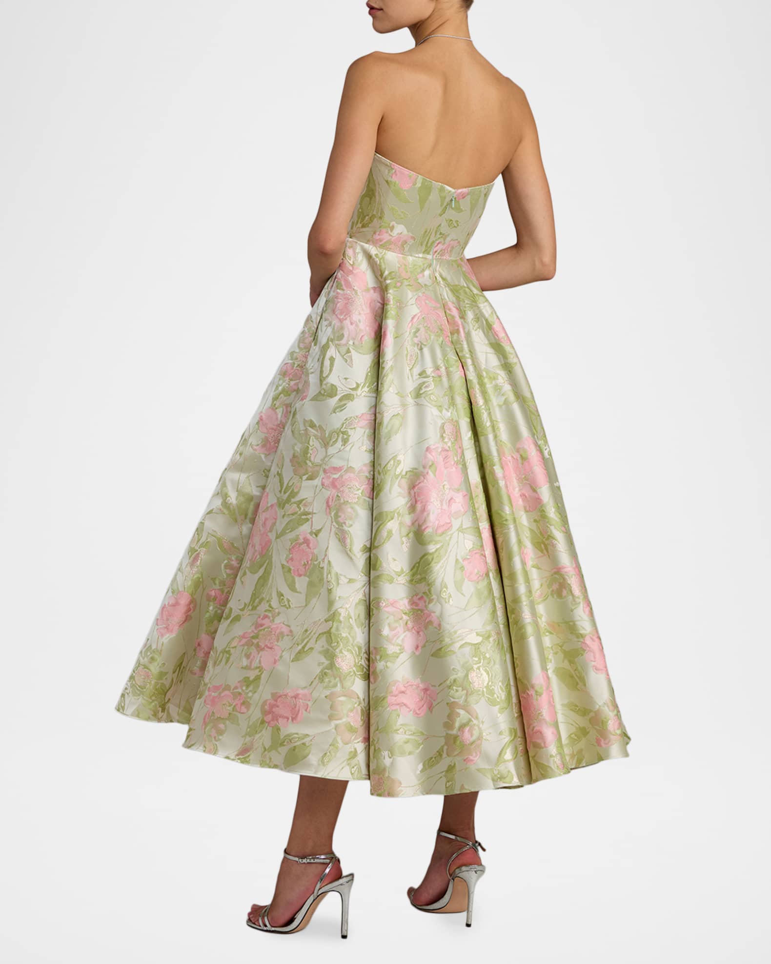 floral a line cocktail dress Women's Say It with Roses Champagne Multi Floral Jacquard Mini Dress | Size: L main image 1