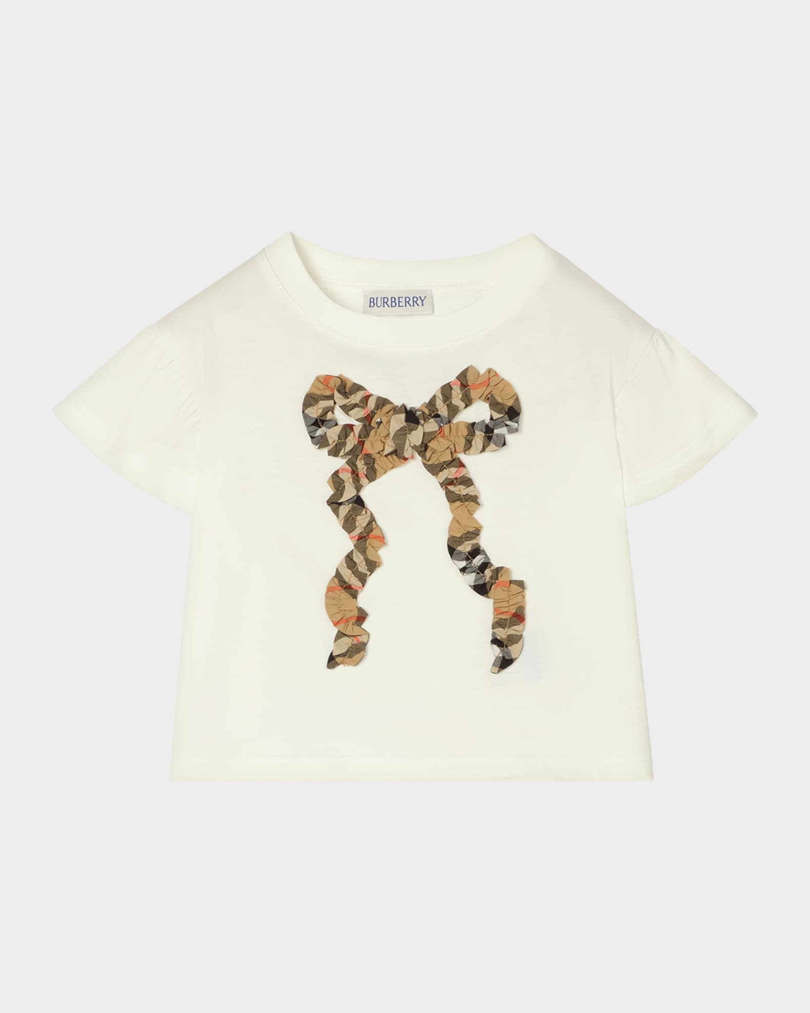 Burberry Kid's Roxy Check Bow Cotton T-Shirt, Size 12M-3 | Neiman