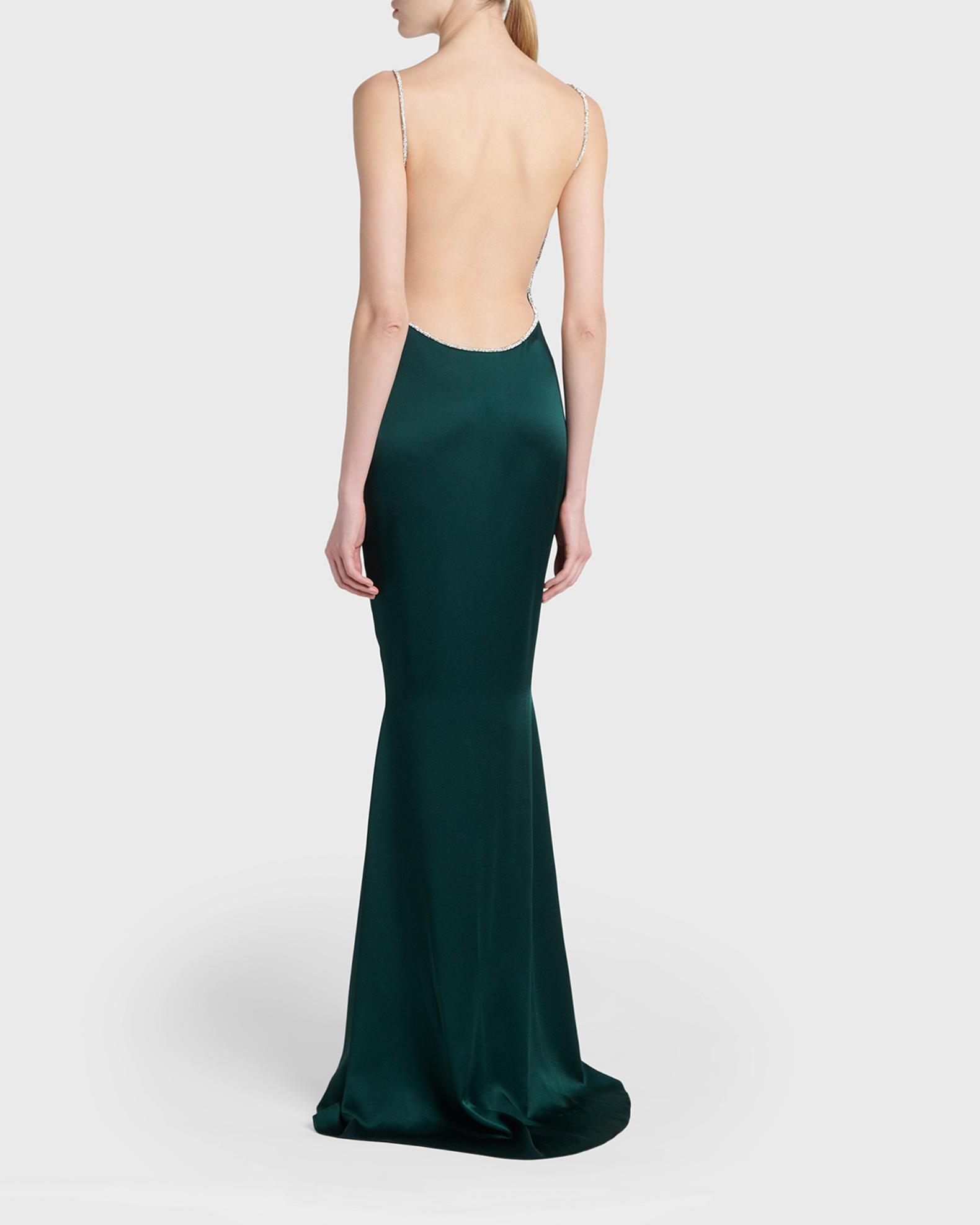 tom ford dress Crystal-Trim Backless Satin Mermaid Gown, Emerald, Women's, 46 Evening Formal Gala Gowns Mother of the Bride Groom Mermaid Trumpet Gowns Sequins wedding party dress making it a statement Size:AU14 US10 Vintage GUESS Denim Dress Wedding dress