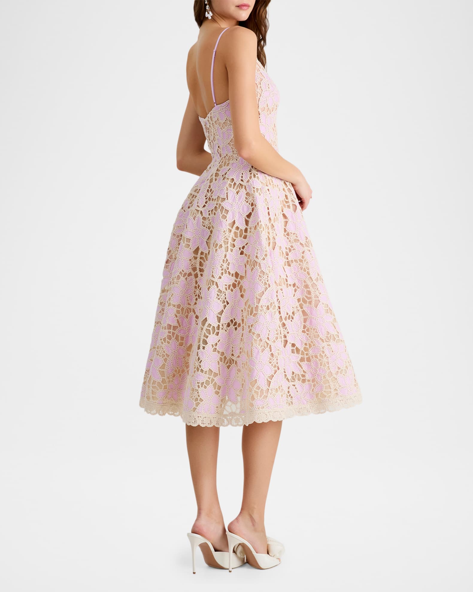 Amelia Floral Lace Dress In Pink