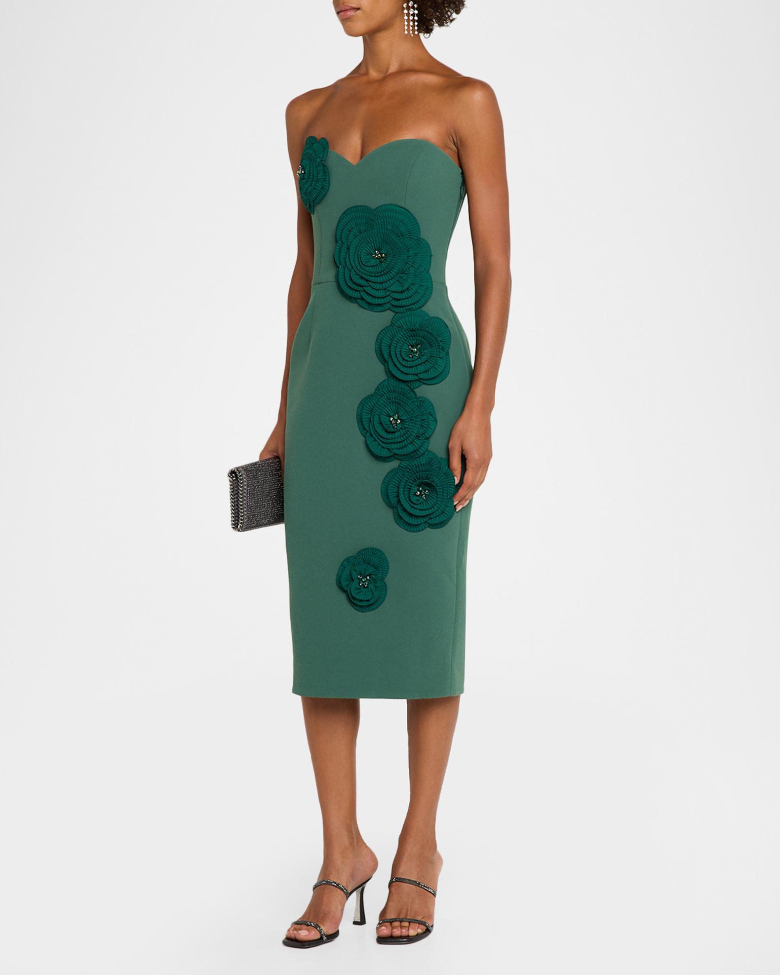 kaia strapless high slit formal dress HELSI Floral Applique Midi Sheath Windsor dress