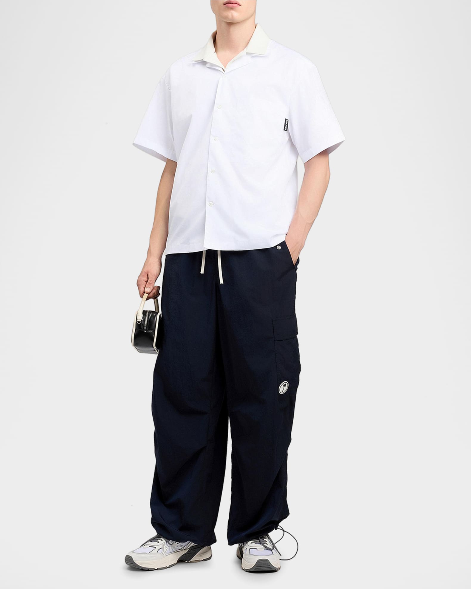 Palm Angels Men's Logo Camp-Collar Cotton Bowling Shirt | Neiman