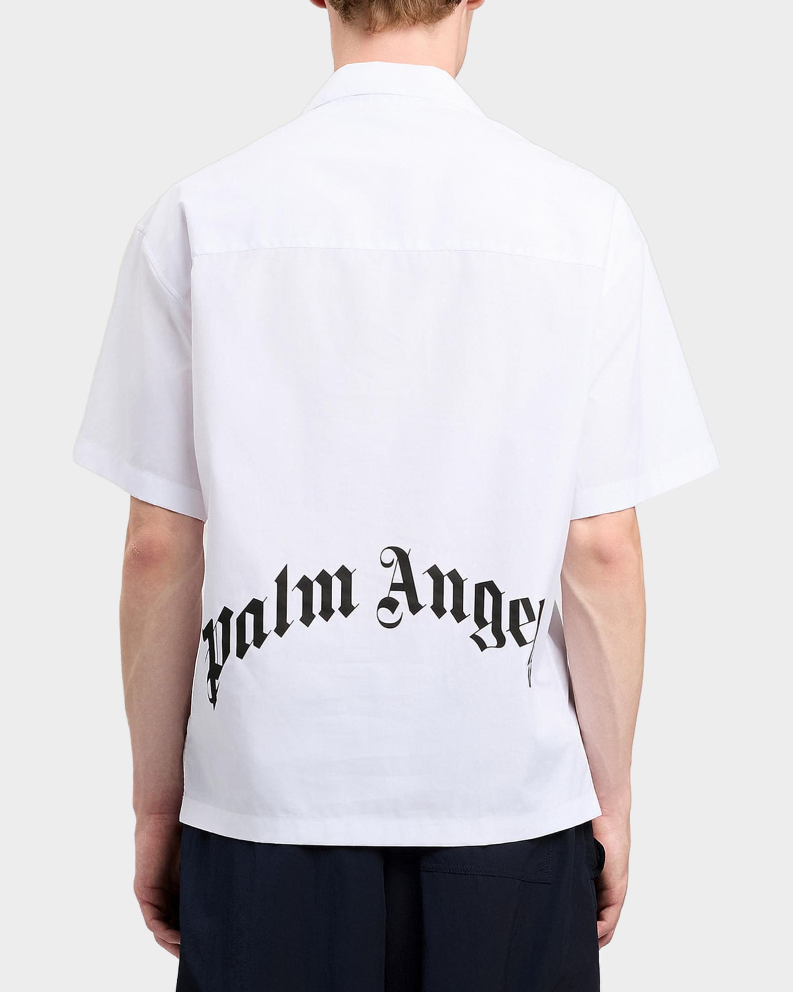 Palm Angels Men's Logo Camp-Collar Cotton Bowling Shirt | Neiman