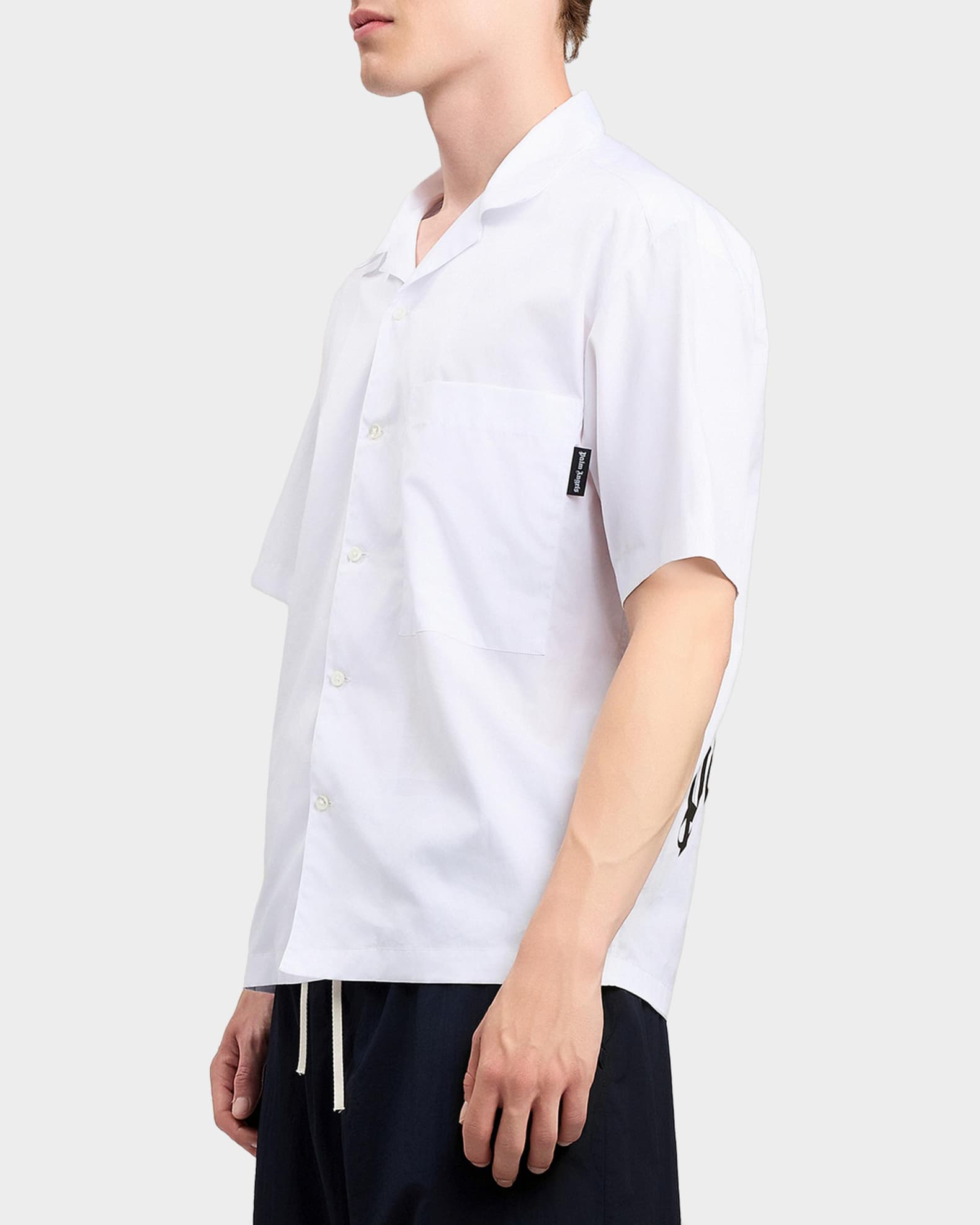 Palm Angels Men's Logo Camp-Collar Cotton Bowling Shirt | Neiman