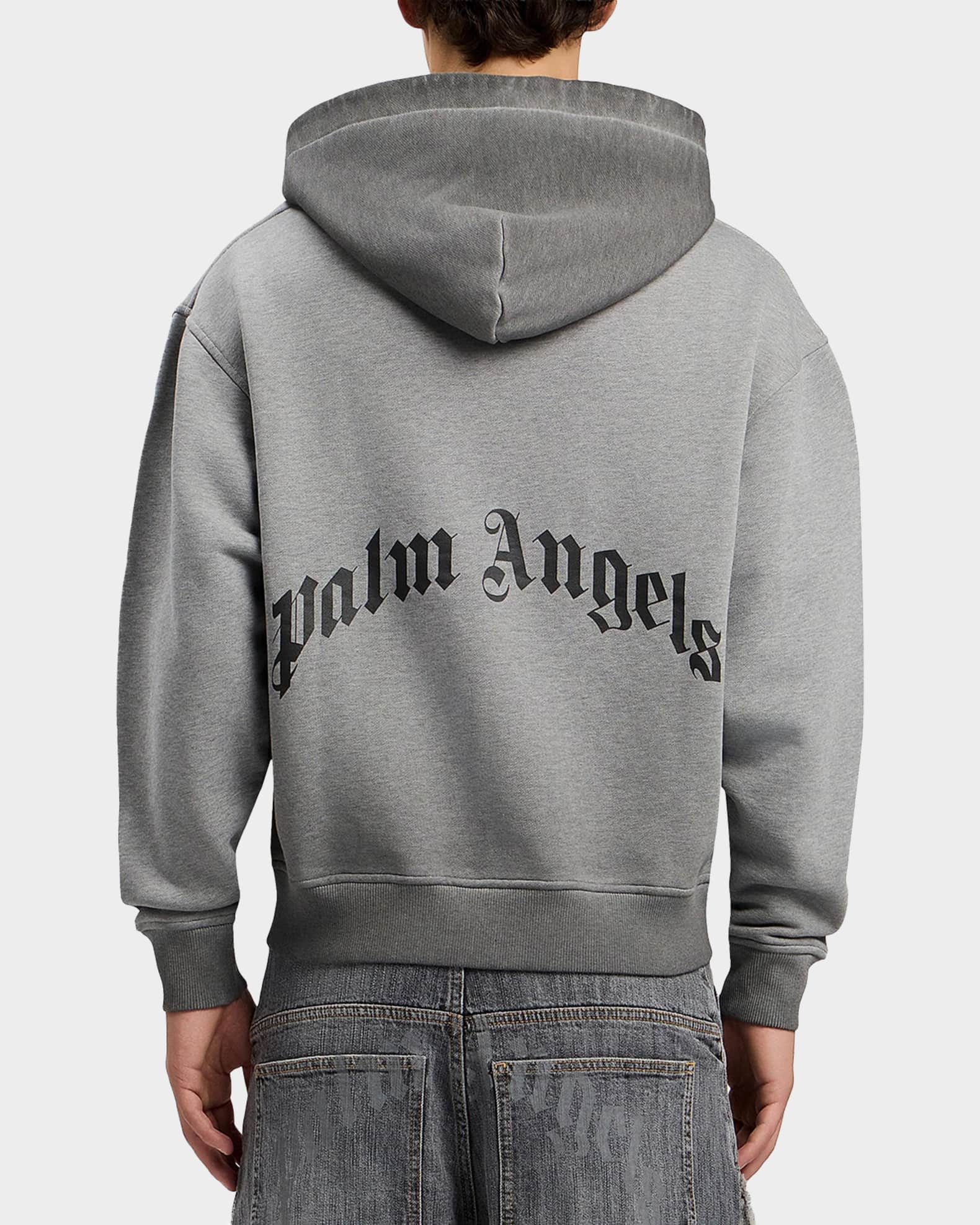 Palm Angels Men's Skull-Print Logo Zip-Front Hoodie | Neiman Marcus