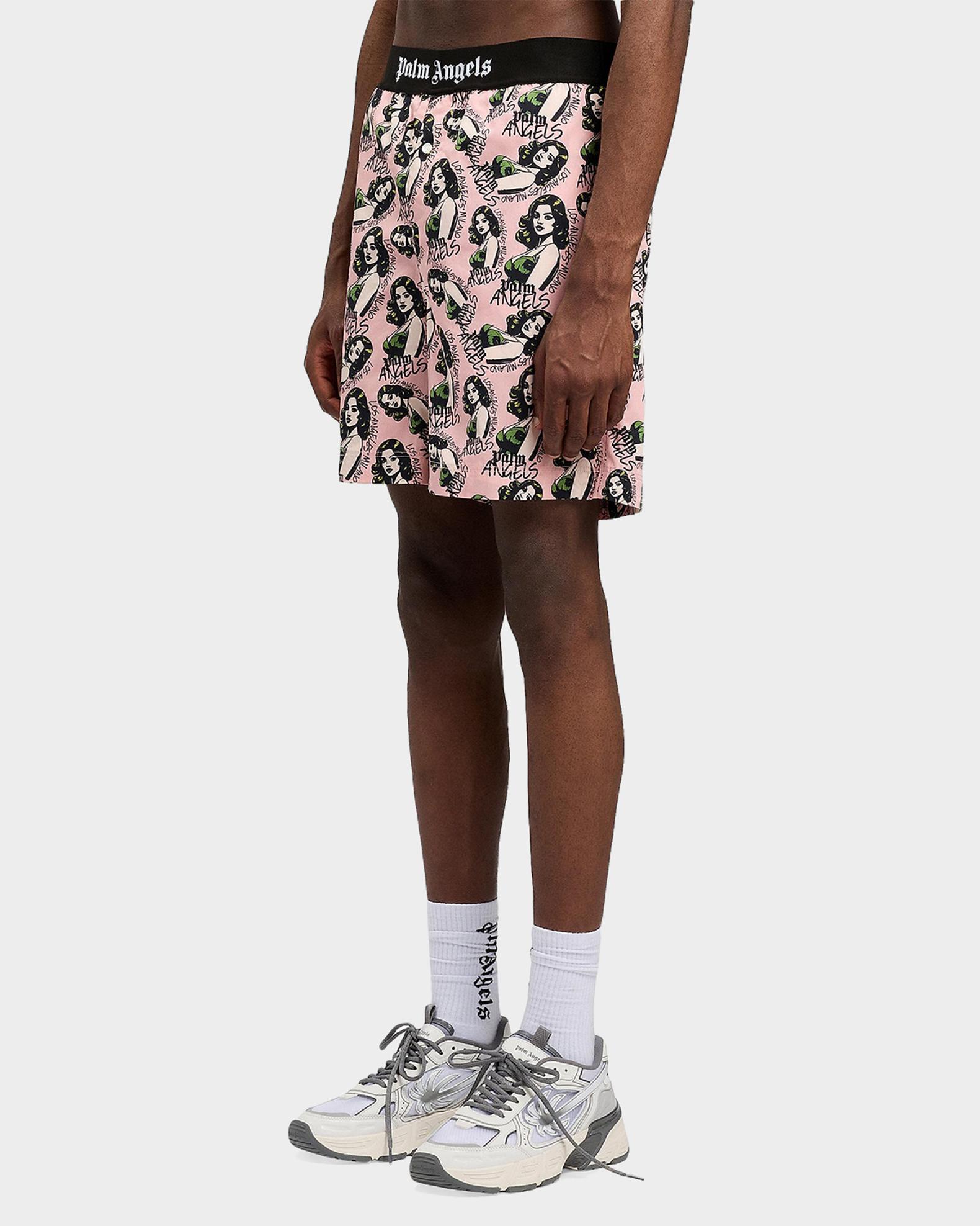 Palm Angels Men's Pinup Allover Logo Cotton Shorts | Neiman Marcus