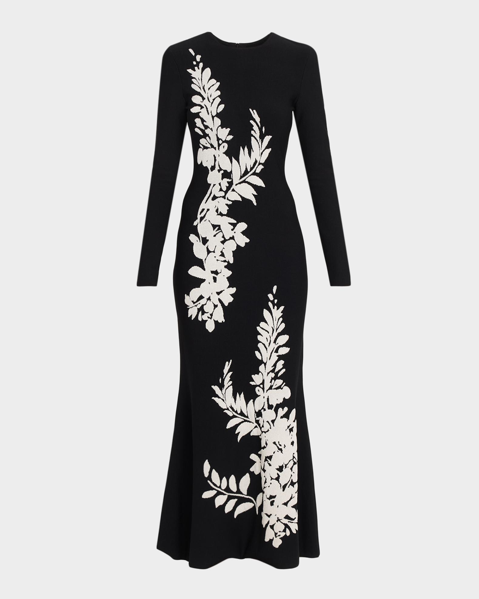 dress ankle long sleeve knit Lela Rose | Velvet Jacquard Trumpet | L Season: Spring 26