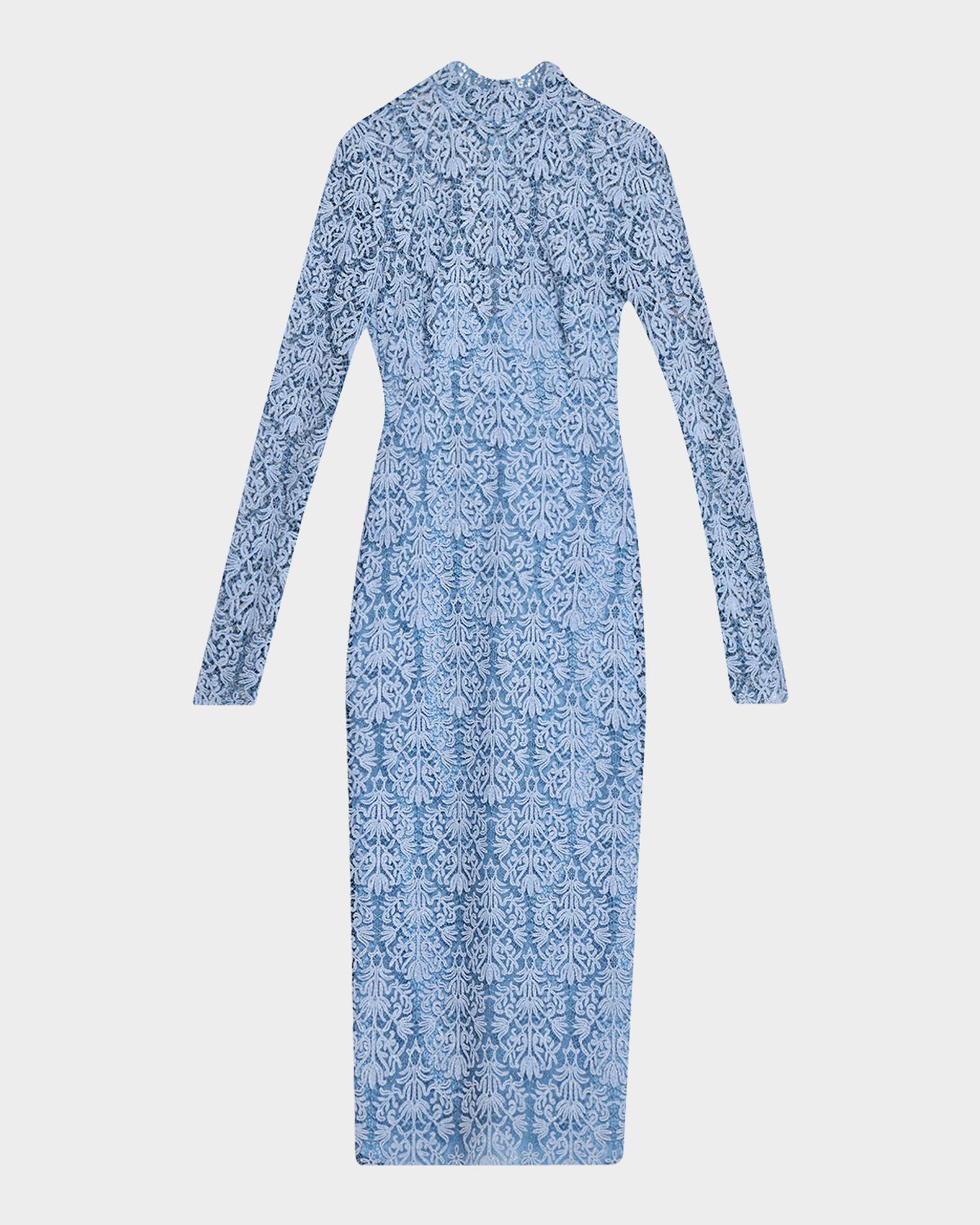 Lela Rose Chenille Lace Long-Sleeve Midi Dress | Neiman Marcus