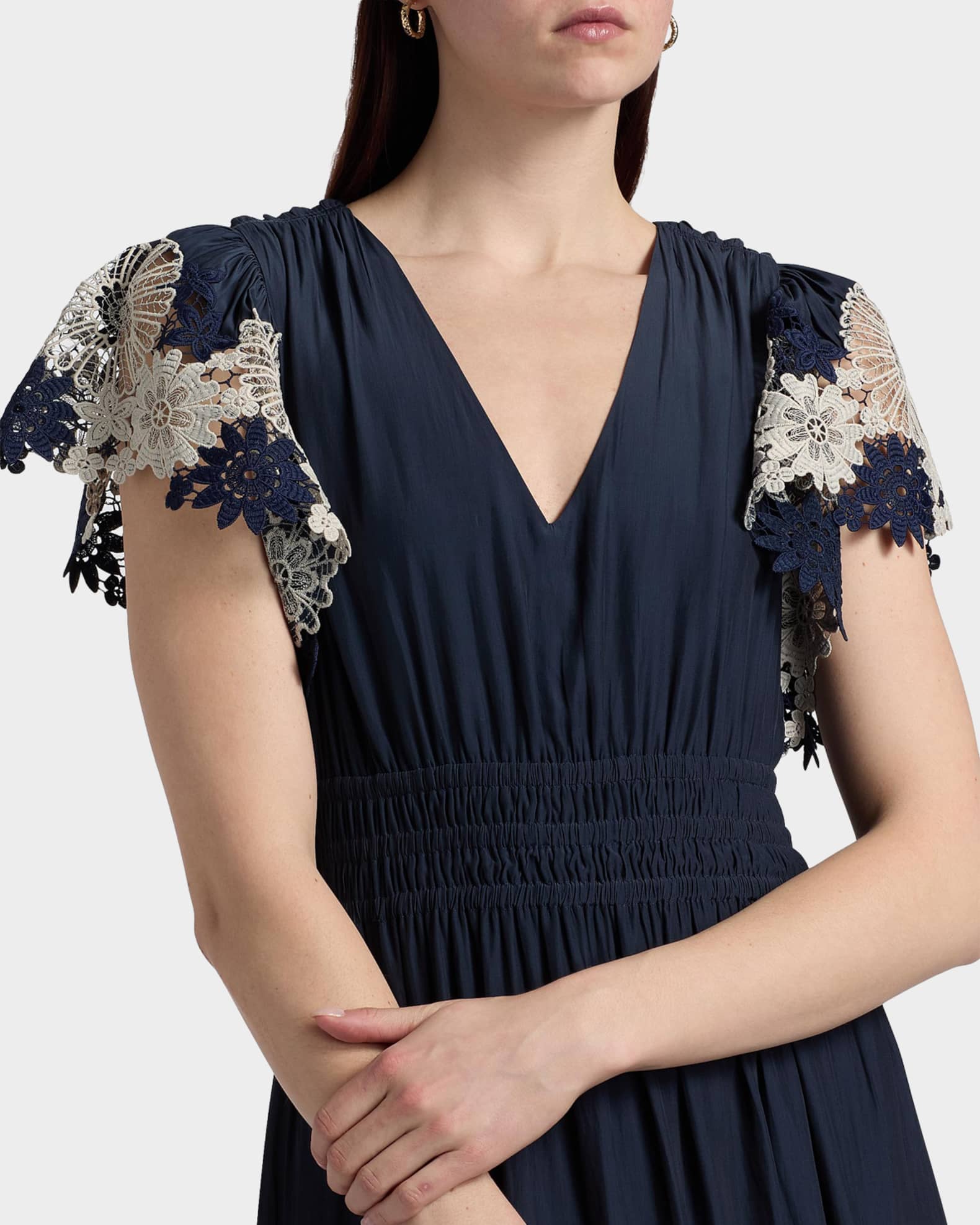 Ramy Brook Georgie Crochet Lace Midi-Dress | Neiman Marcus