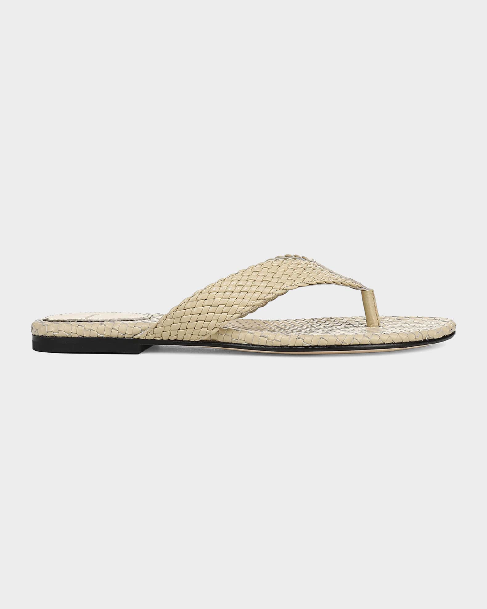 Vince Lotus Woven Leather Flat Thong Sandals | Neiman Marcus