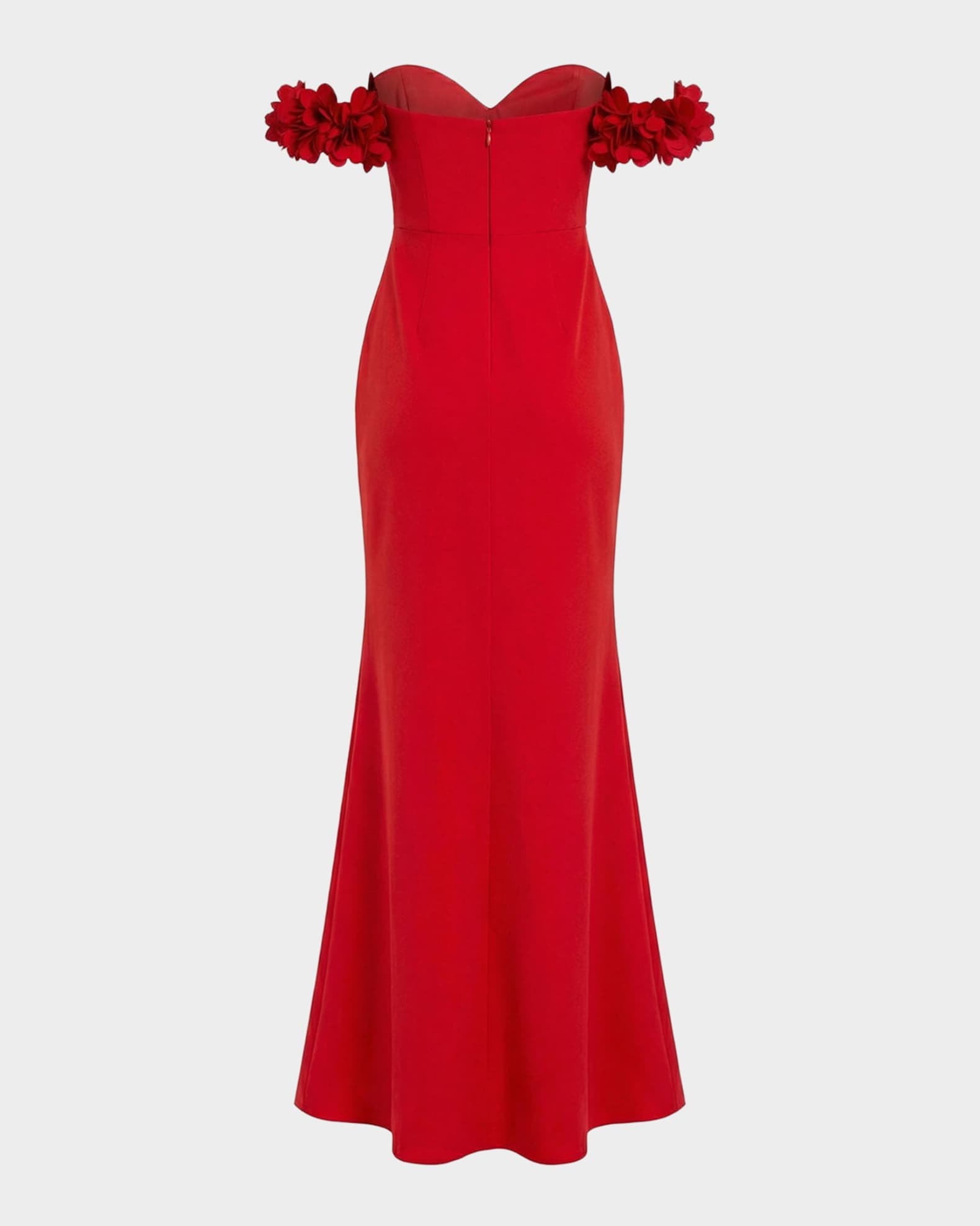 red dress mac duggal Mac Duggal Halter Neck Chiffon Gown With 3D Flower