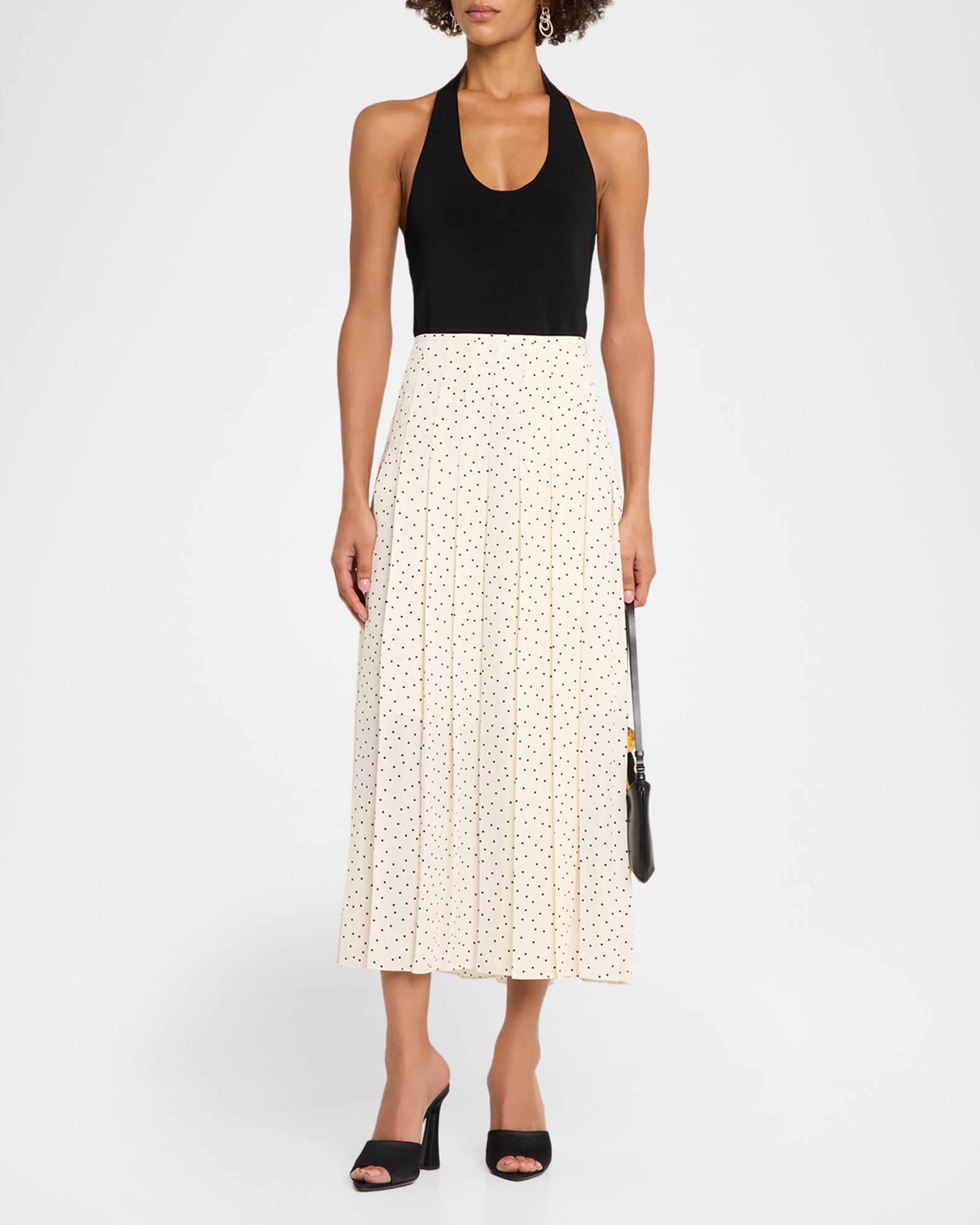 Theory Pleated Polka Dot Wrap Skirt | Neiman Marcus