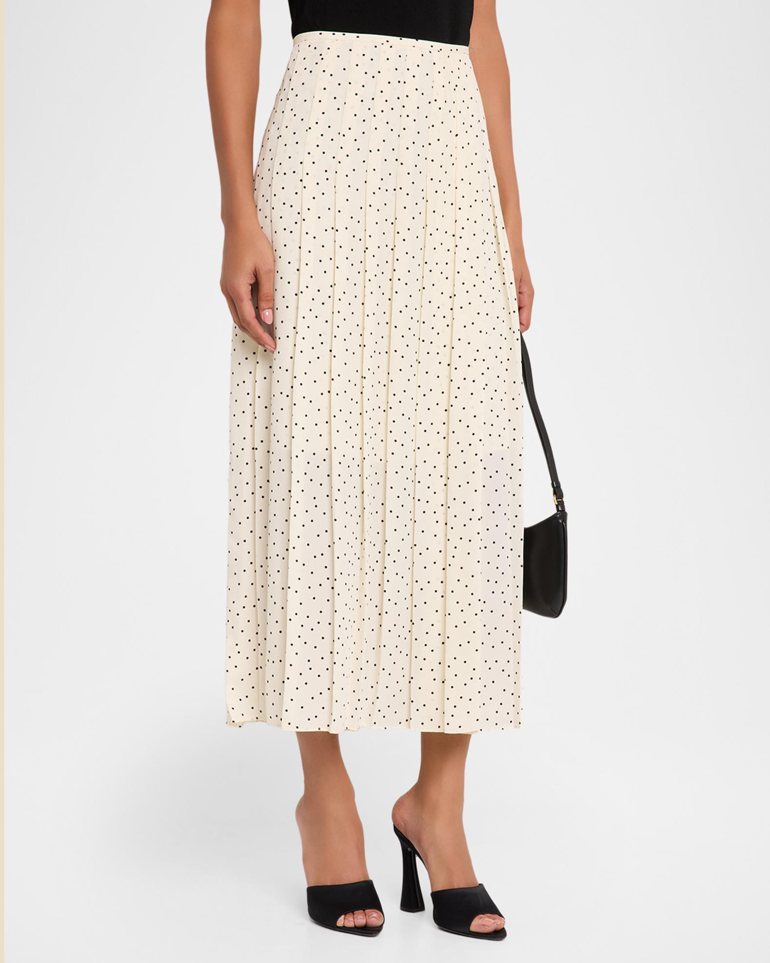 Theory Pleated Polka Dot Wrap Skirt | Neiman Marcus