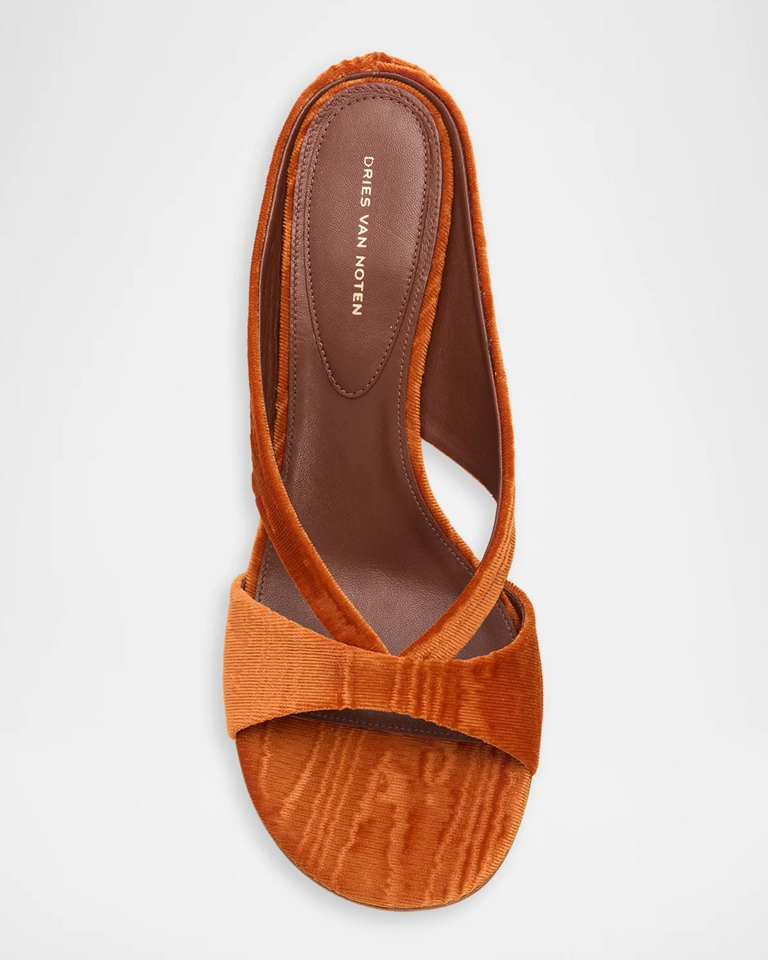 Dries Van Noten 100mm Ribbed Velvet Mule Sandals | Neiman Marcus