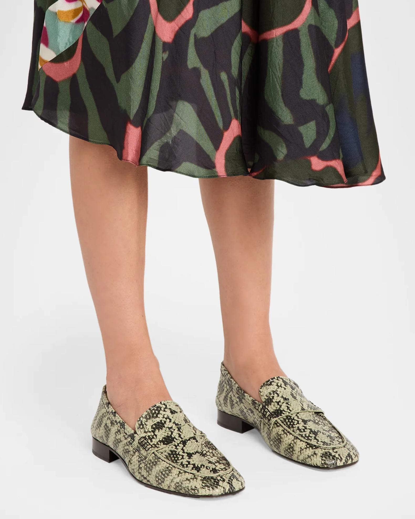 Dries Van Noten Python-Embossed Leather Penny Loafers | Neiman Marcus