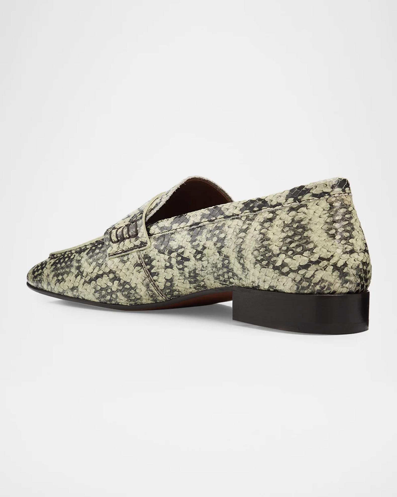 Dries Van Noten Python-Embossed Leather Penny Loafers | Neiman Marcus