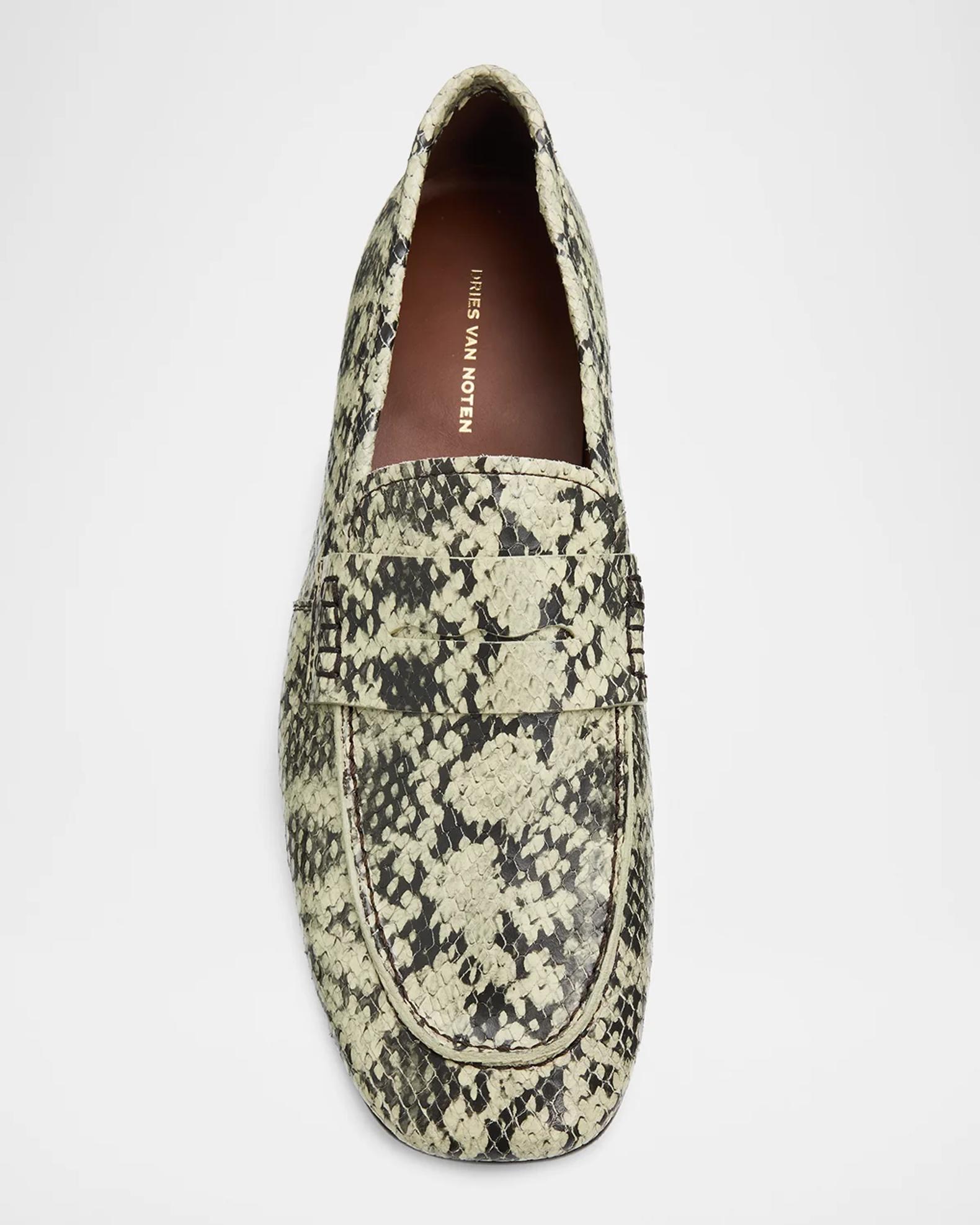 Dries Van Noten Python-Embossed Leather Penny Loafers | Neiman Marcus