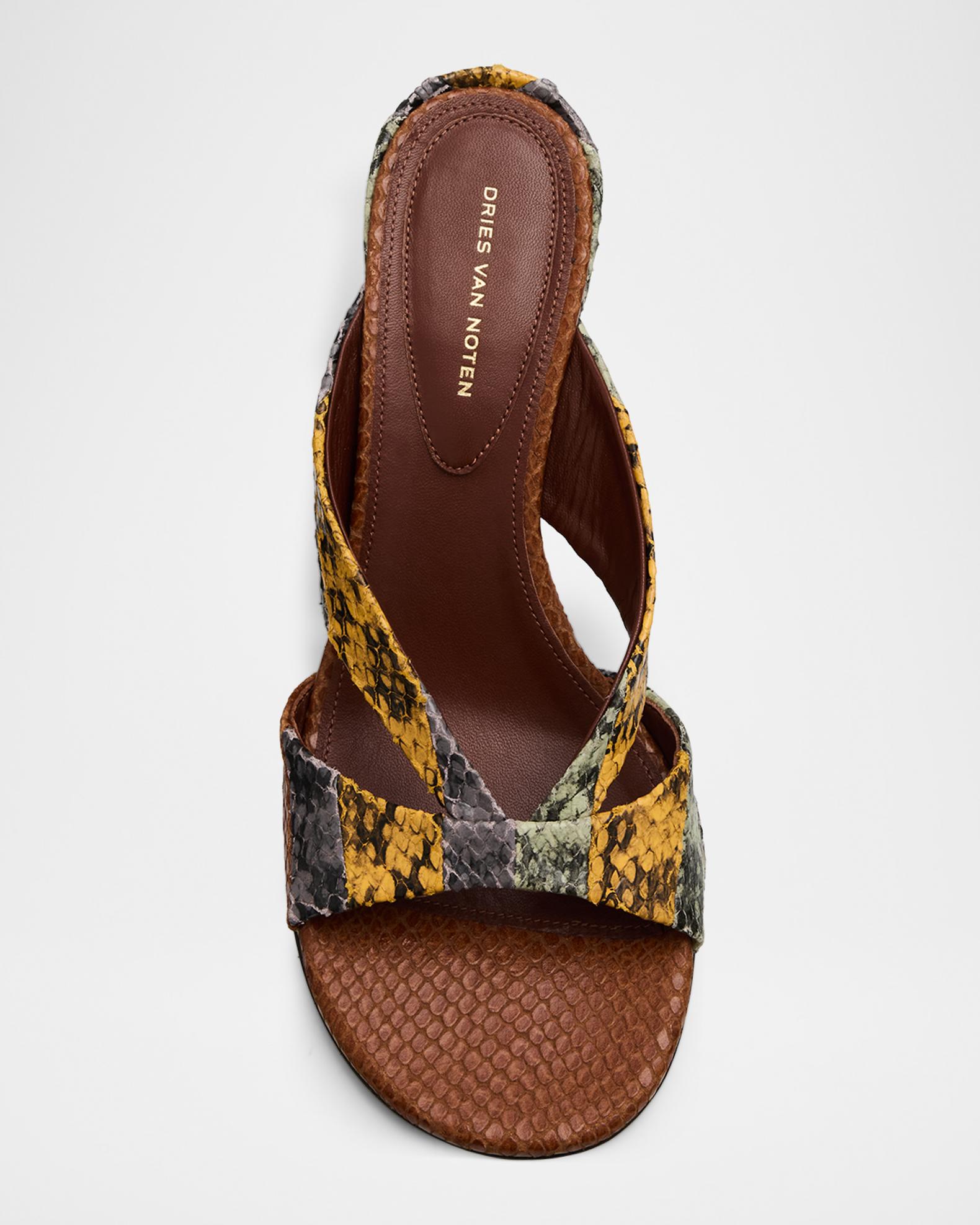 Dries Van Noten 95mm Snakeskin-Embossed Leather Mules | Neiman Marcus