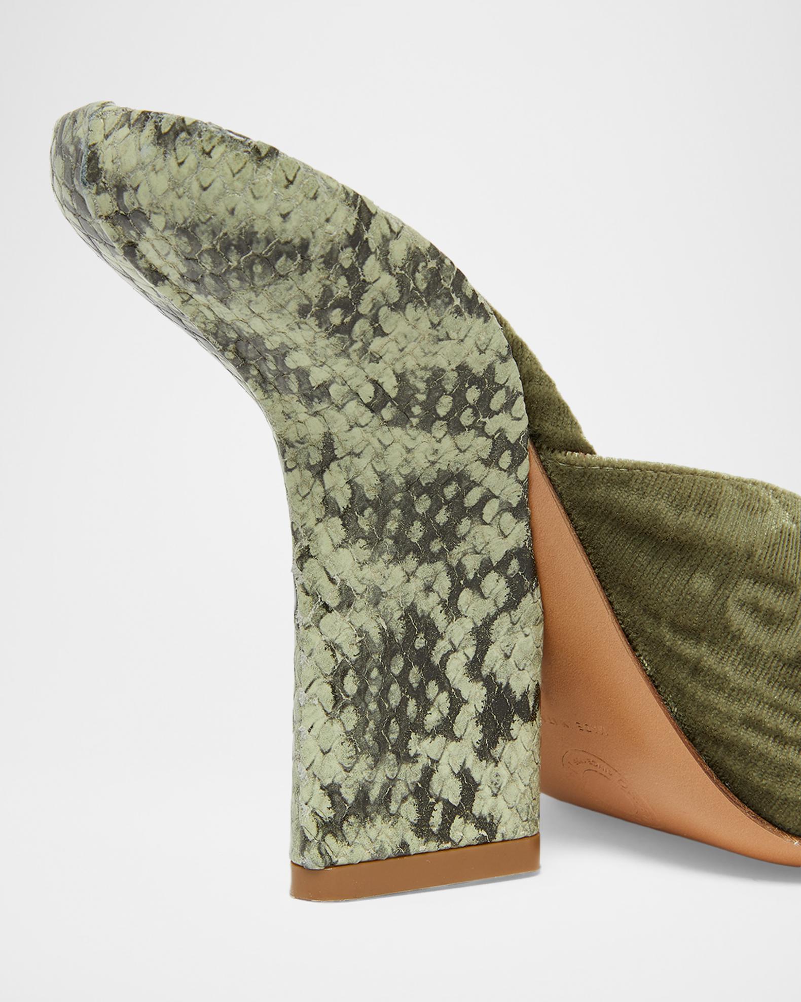 Dries Van Noten 120mm Velvet and Snake-Effect Leather Mules