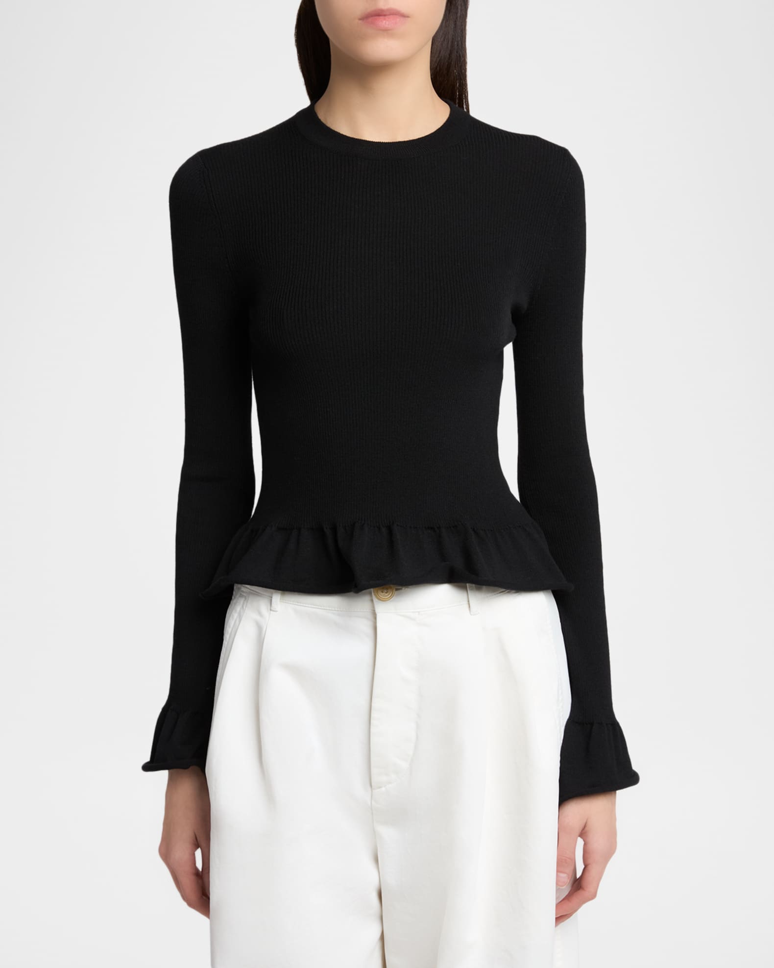 JIL SANDER ラフシモンズ期 クルーネックニット ブラック 48 Jil Sander Wool Slim-Fit Sweater | Neiman Marcus