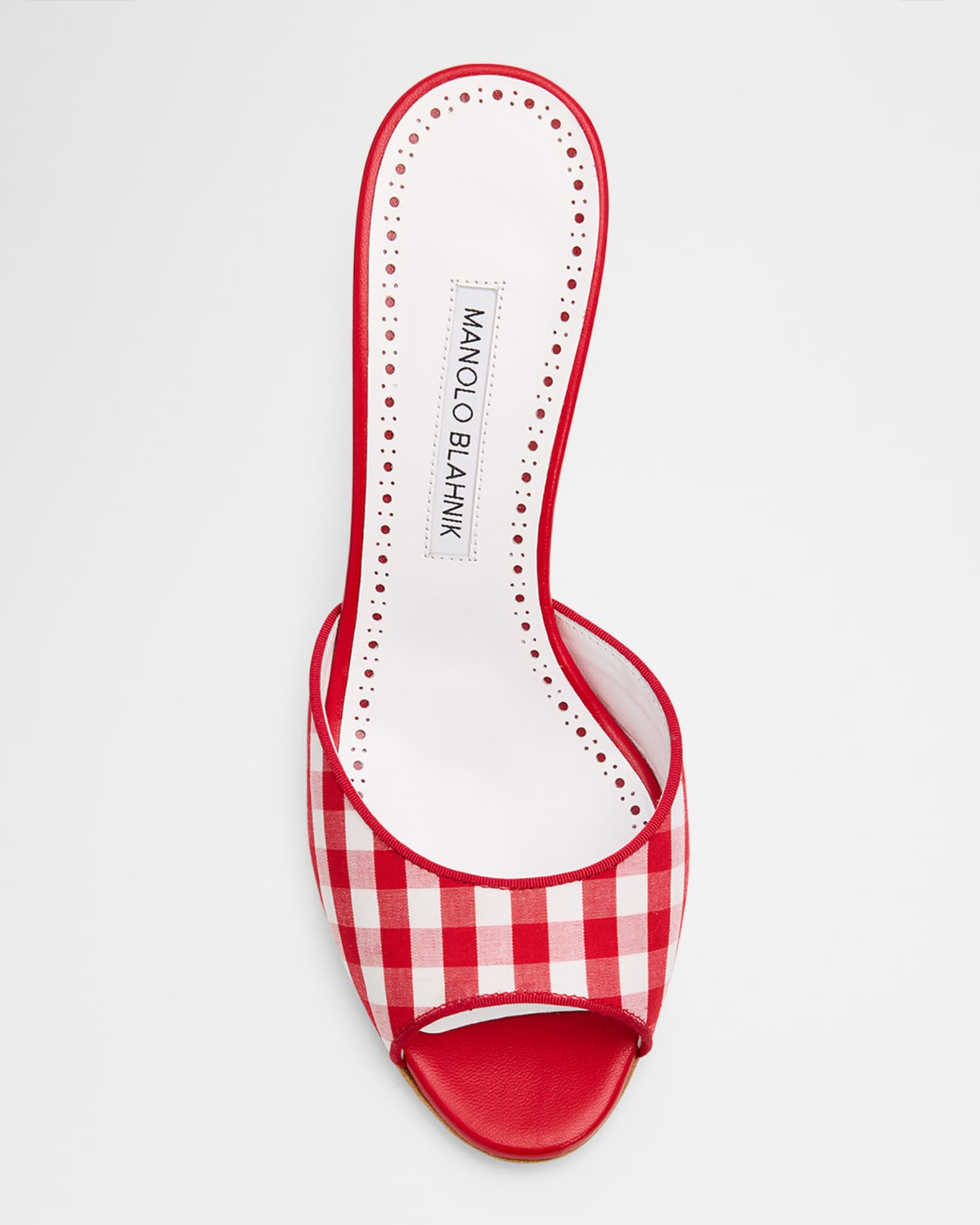 Manolo Blahnik 70mm Jadara Gingham Mules | Neiman Marcus